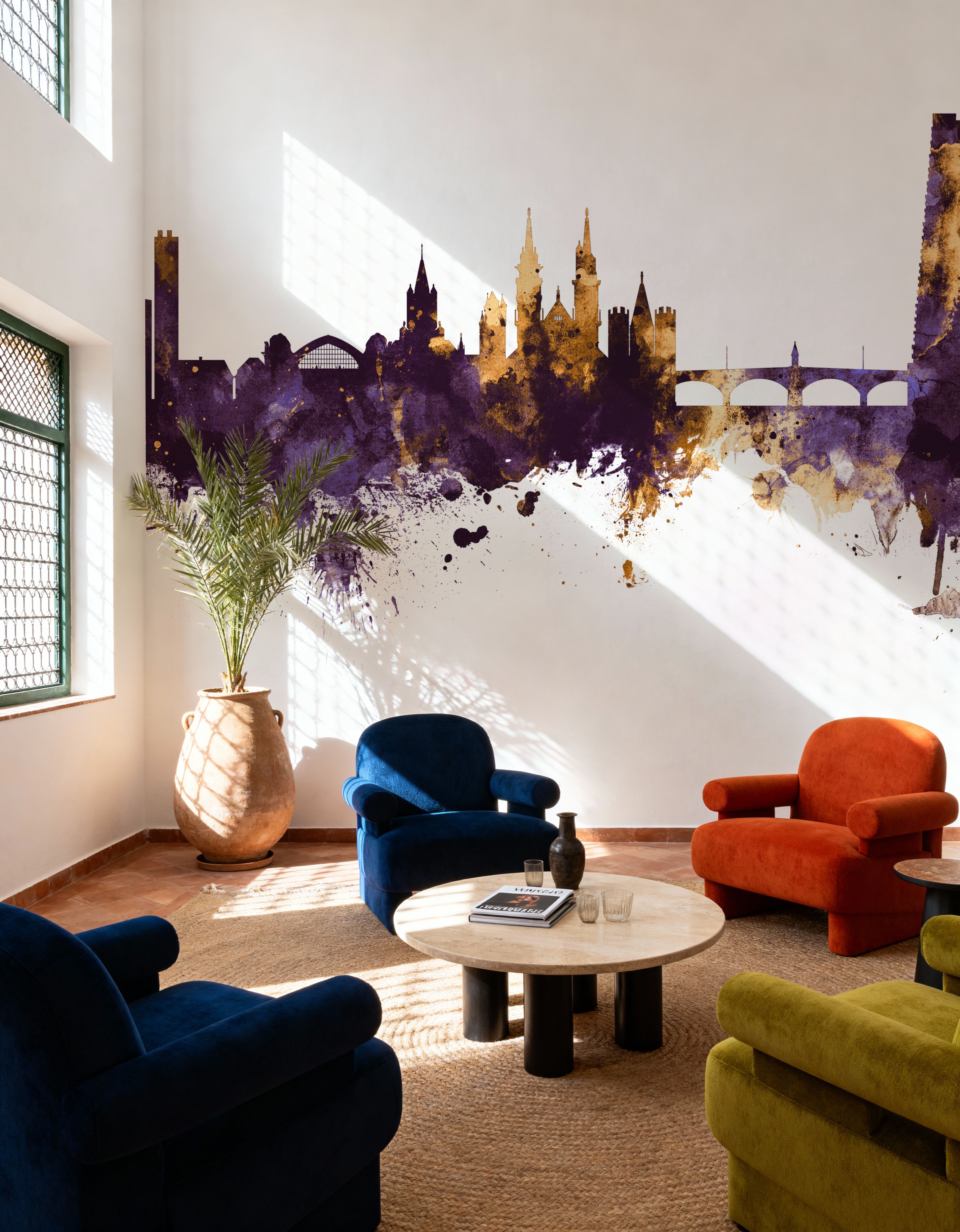 Basel Switzerland Skyline Purple & Gold