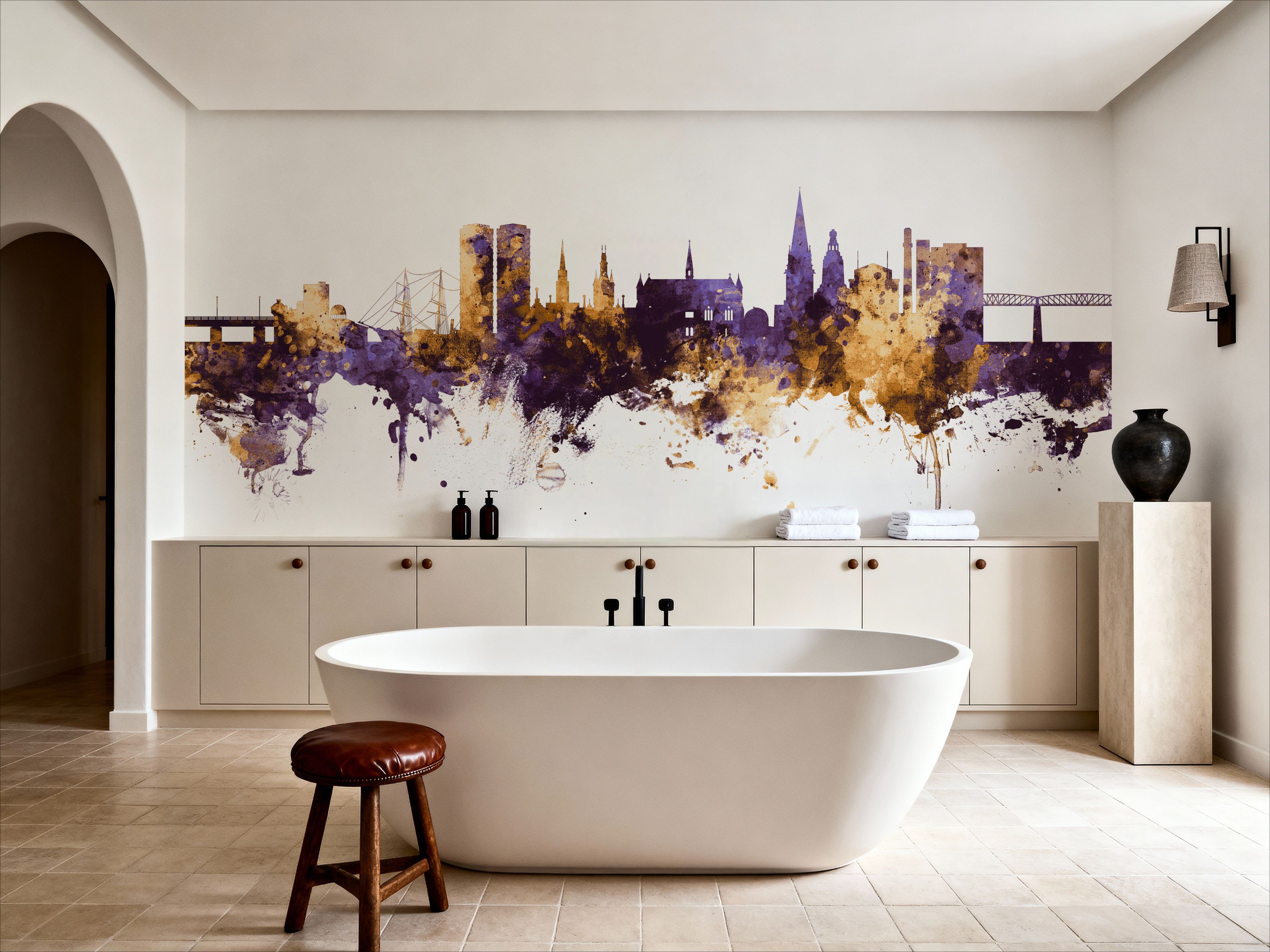 Dundee Scotland Skyline Purple & Gold