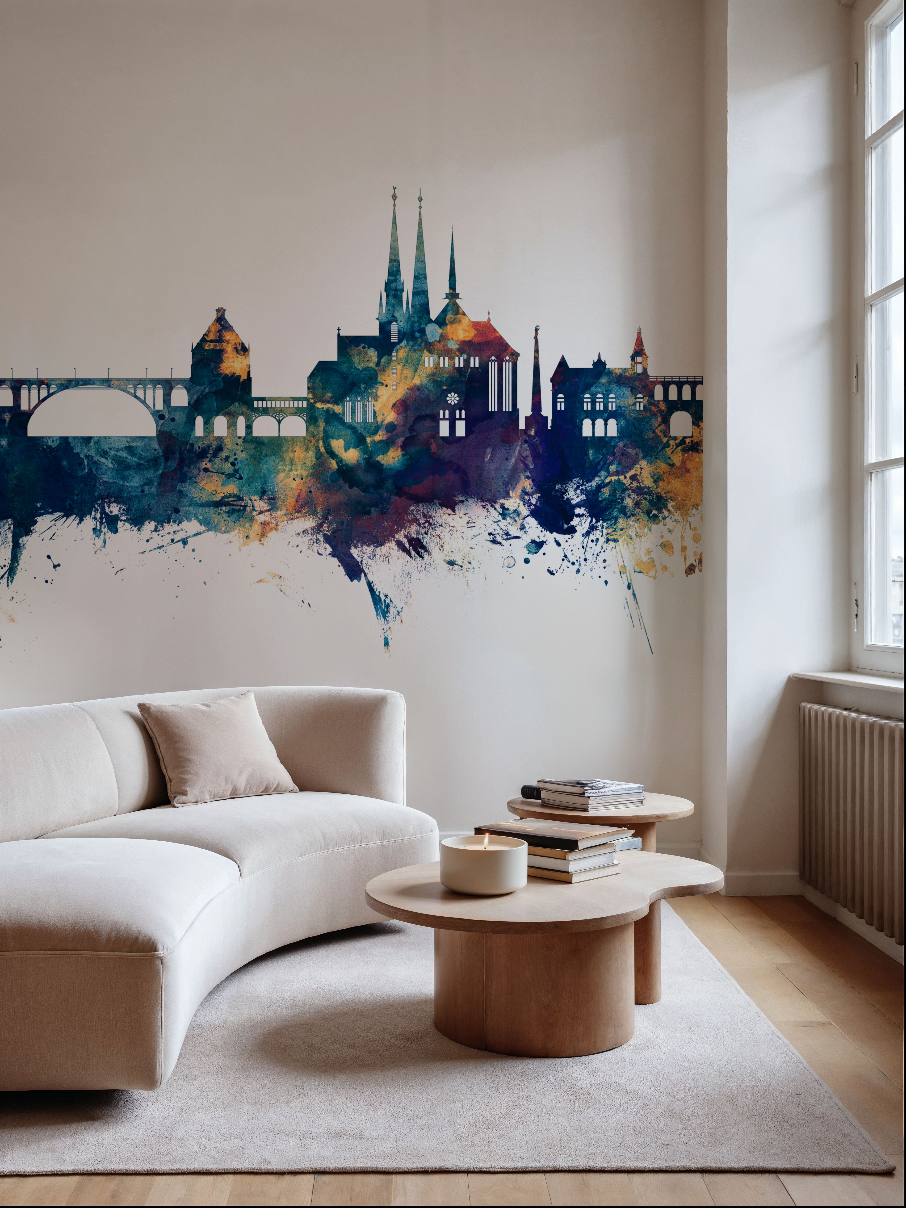 Luxembourg City Skyline Blue & Bronze