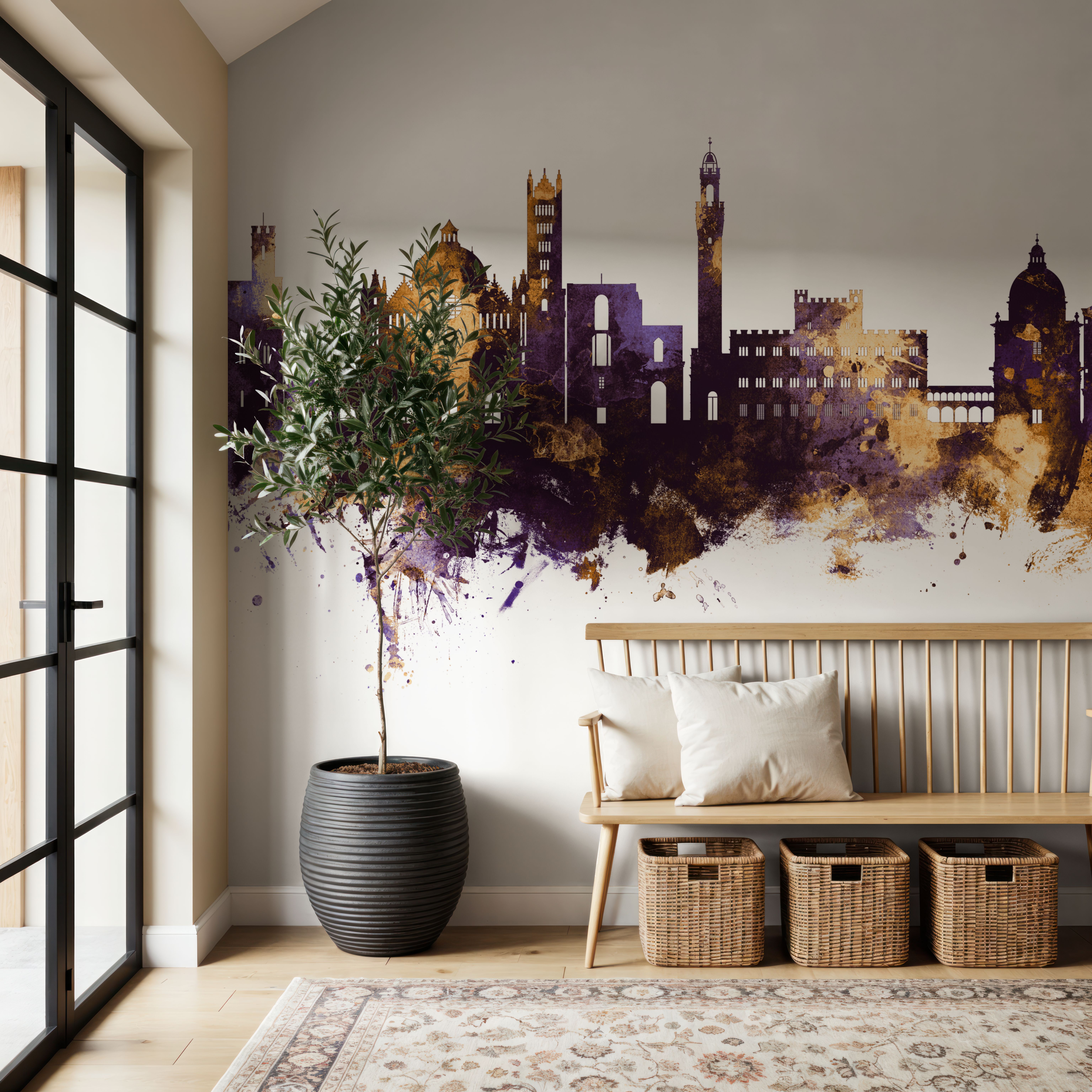 Siena Italy Skyline Purple & Gold