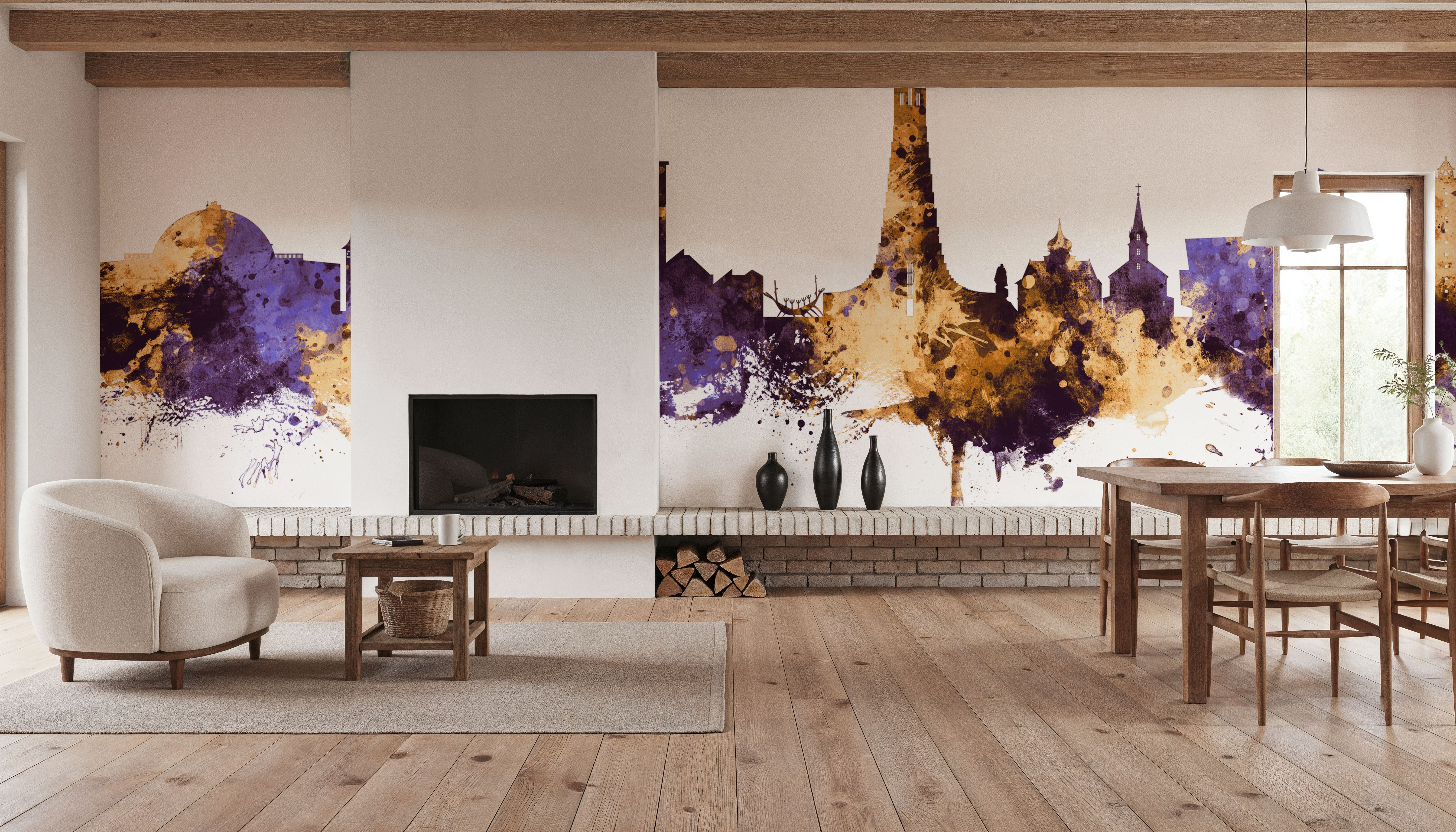 Reykjavík Skyline Purple & Gold