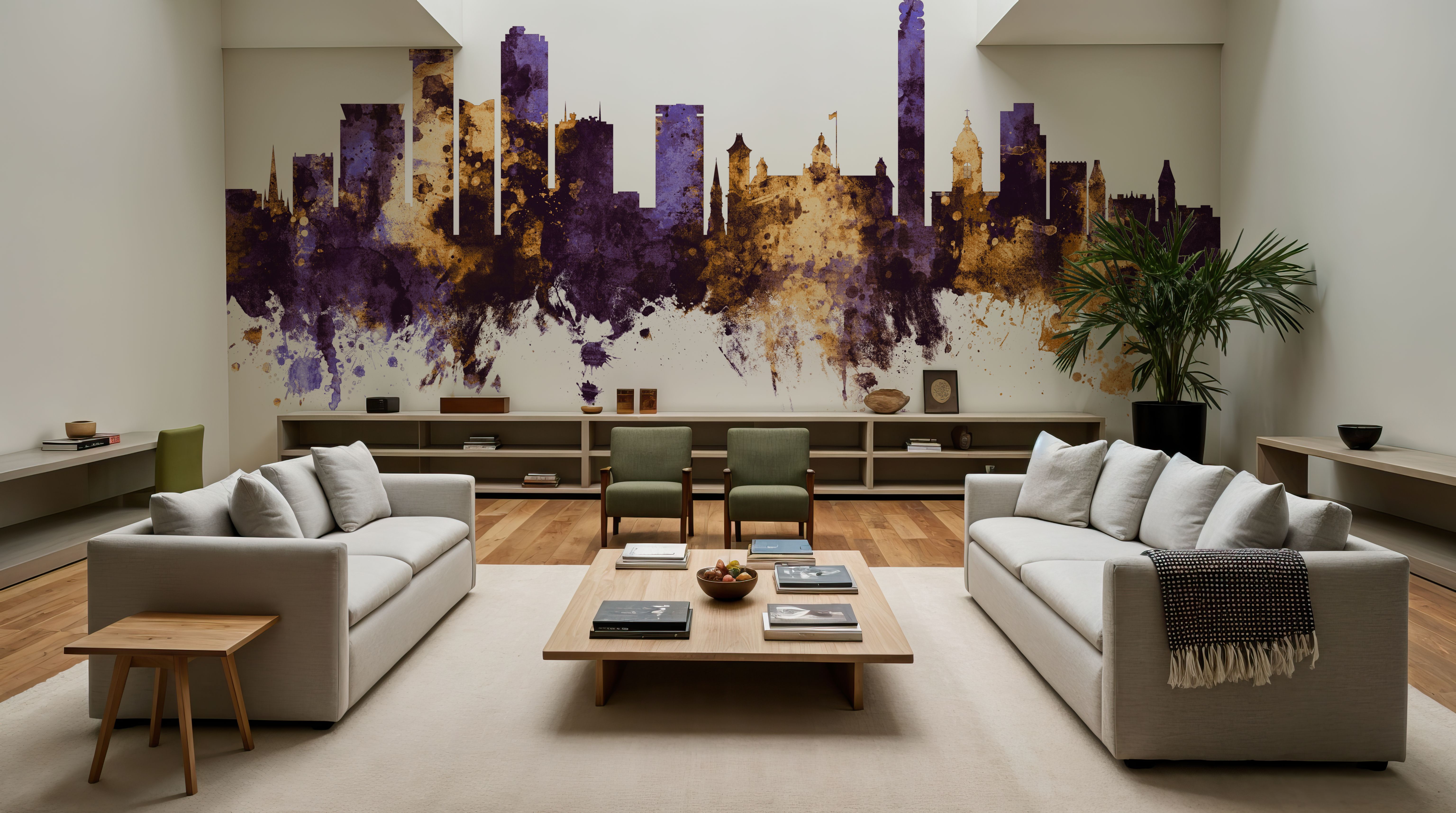 Birmingham England Skyline Purple & Gold