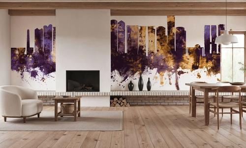 Tel Aviv Skyline Purple & Bronze