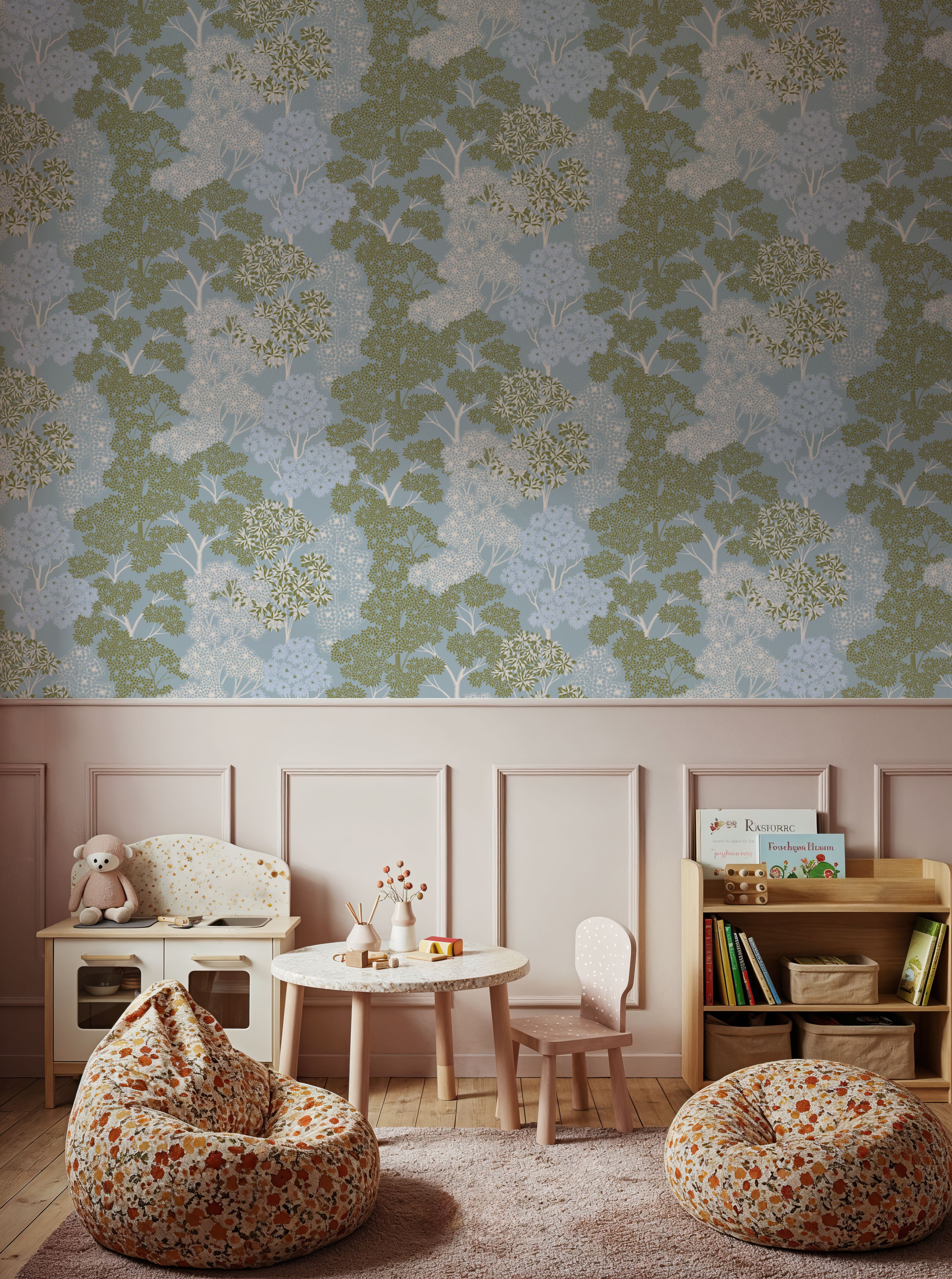 Overleaf Woodland Pattern, French Blue