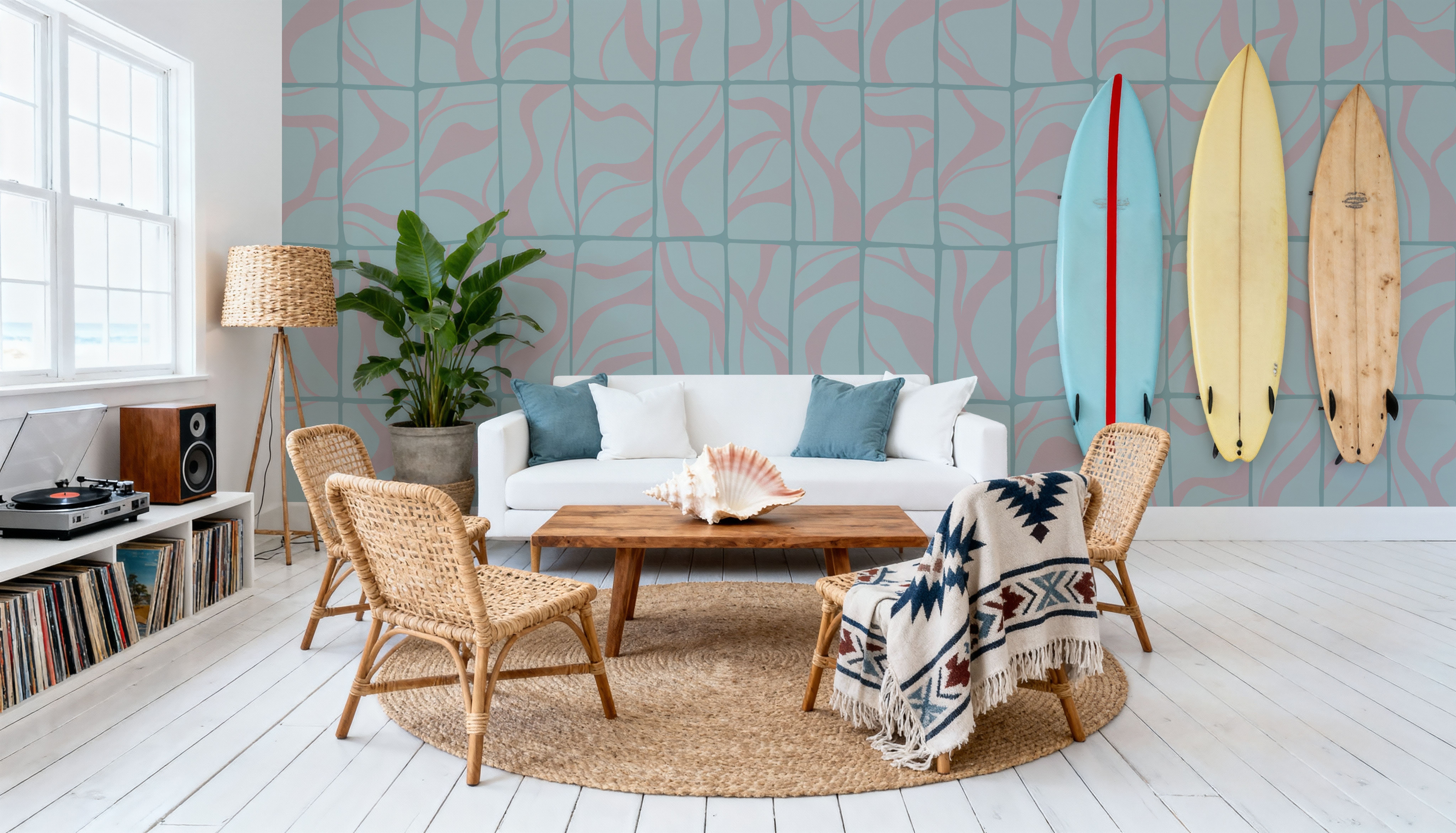 Linear Drift, Sky & Pink, Carte da parati