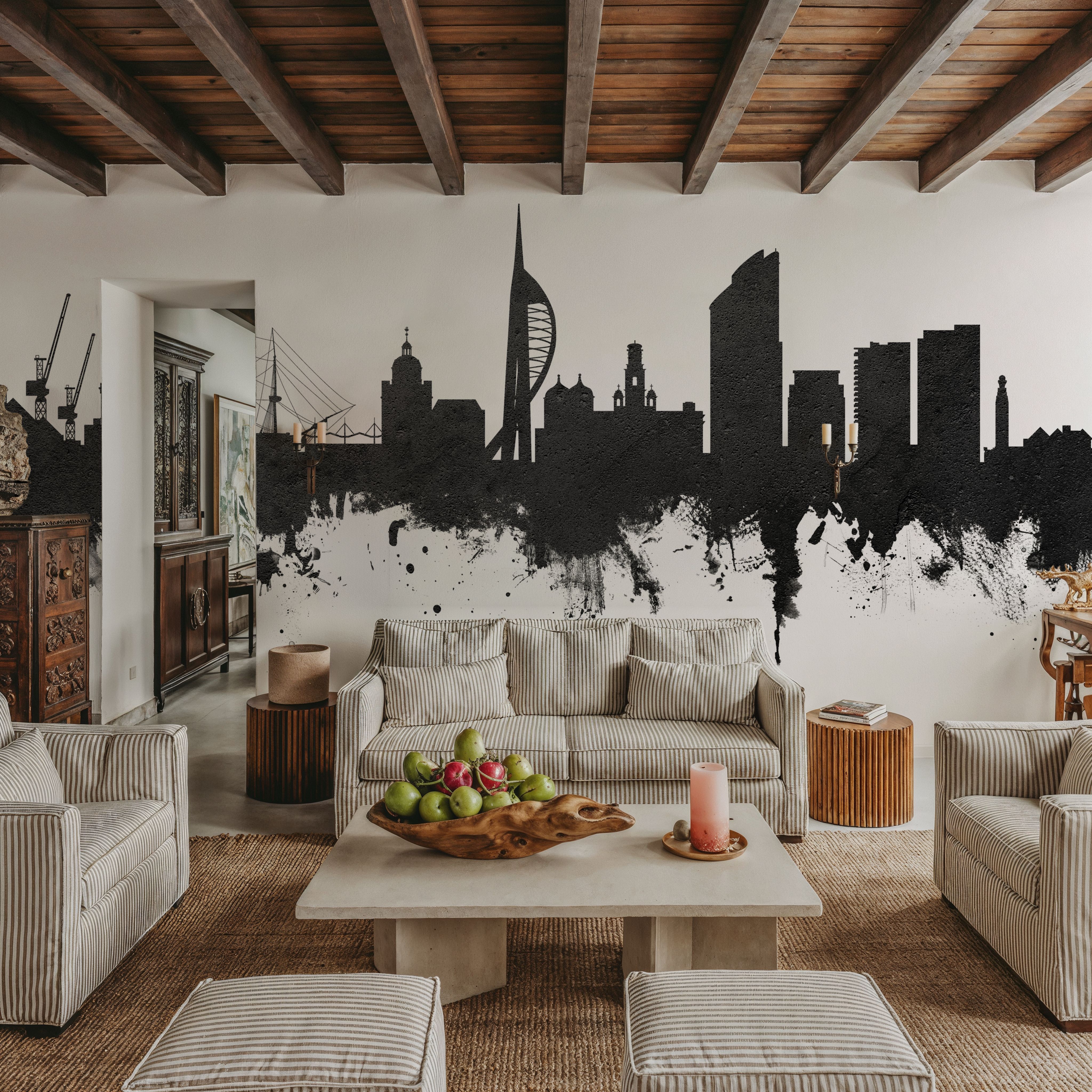 Portsmouth England Skyline Black & White