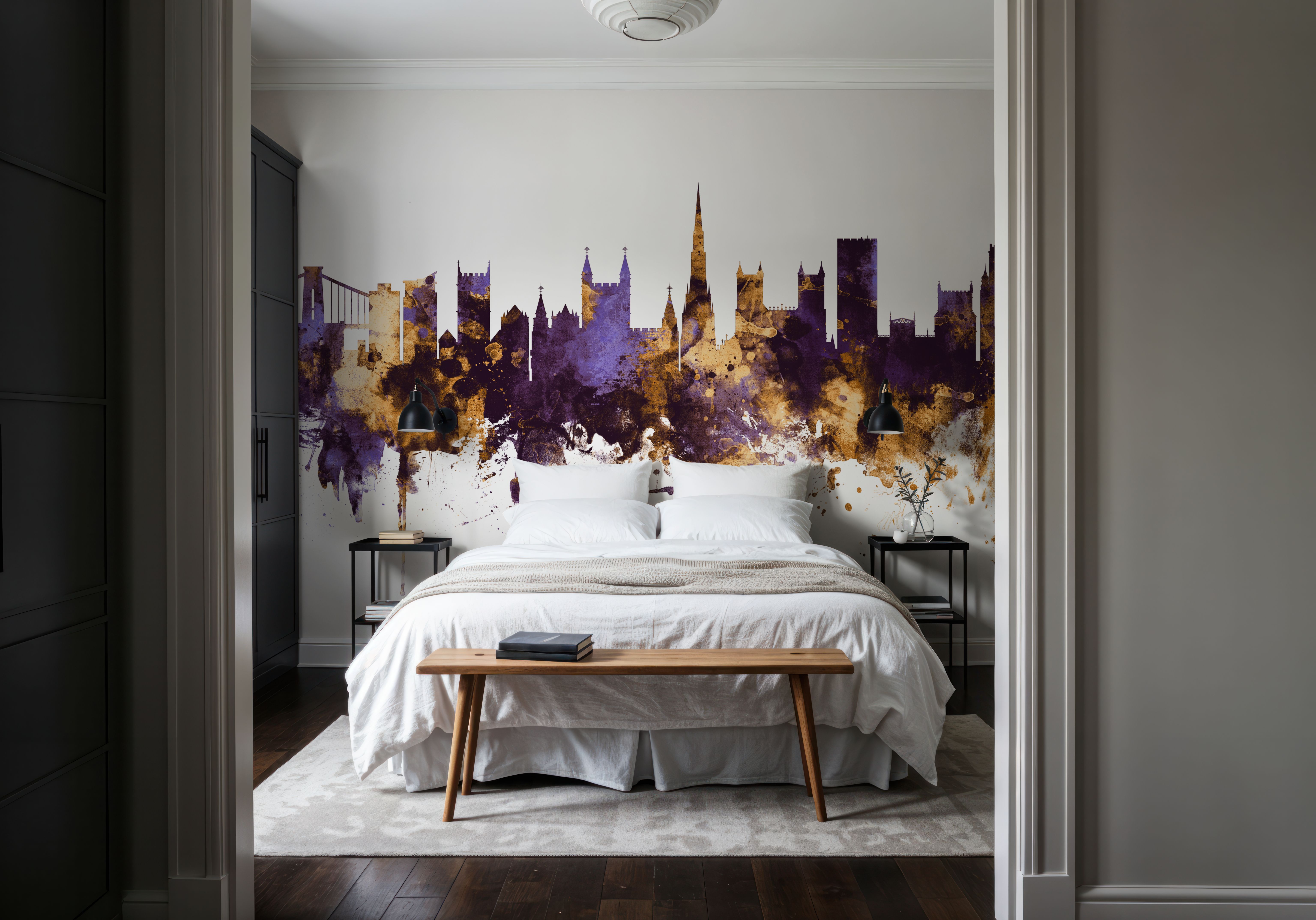 Bristol England Skyline Purple & Gold