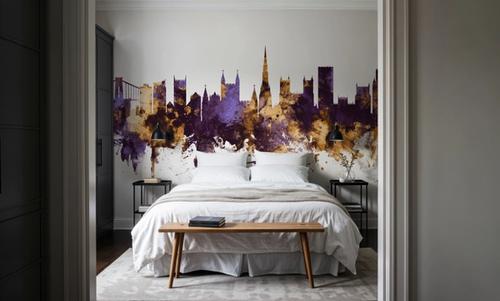 Bristol England Skyline Purple & Gold
