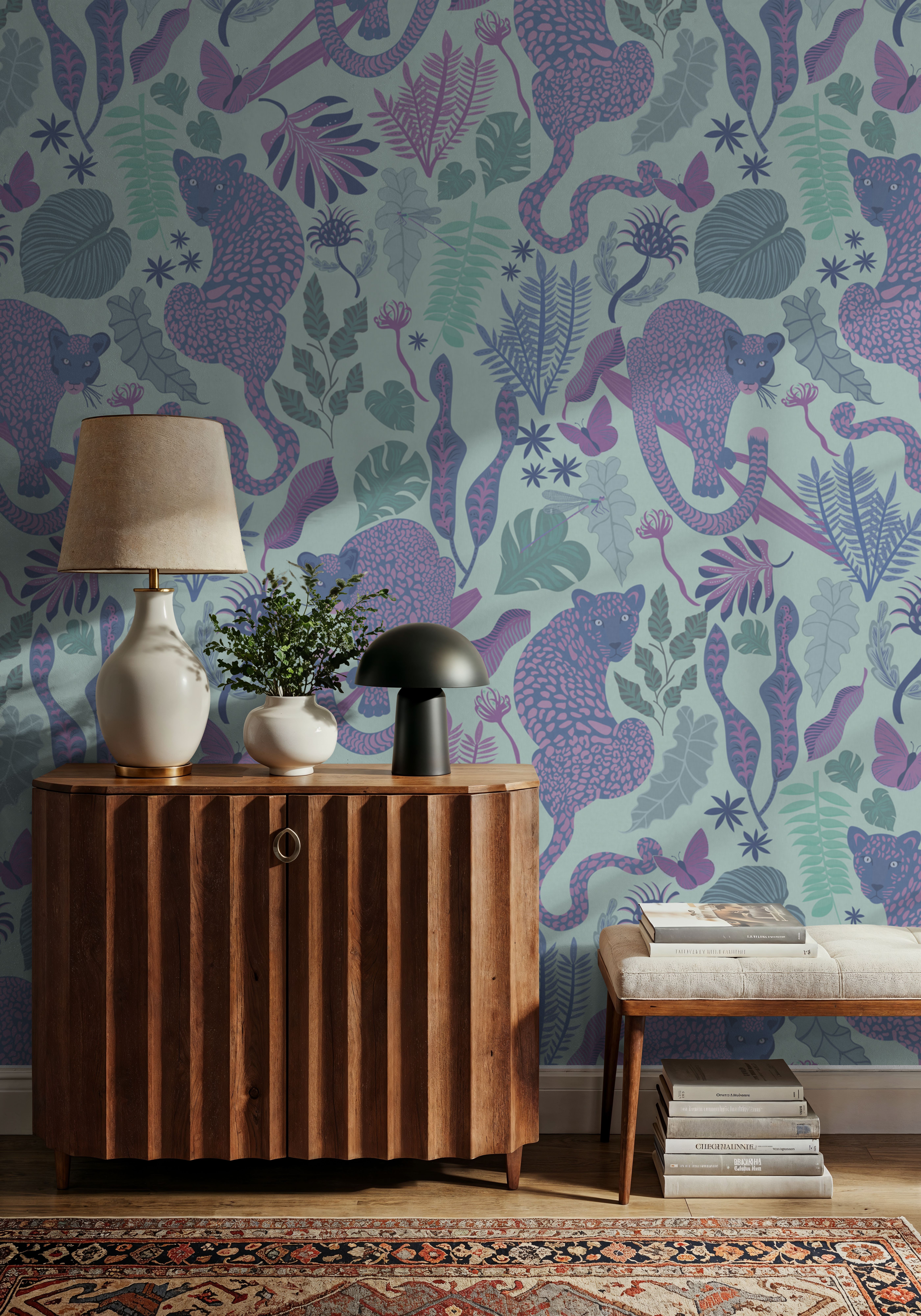 Jungle Leopards Violet & Mint