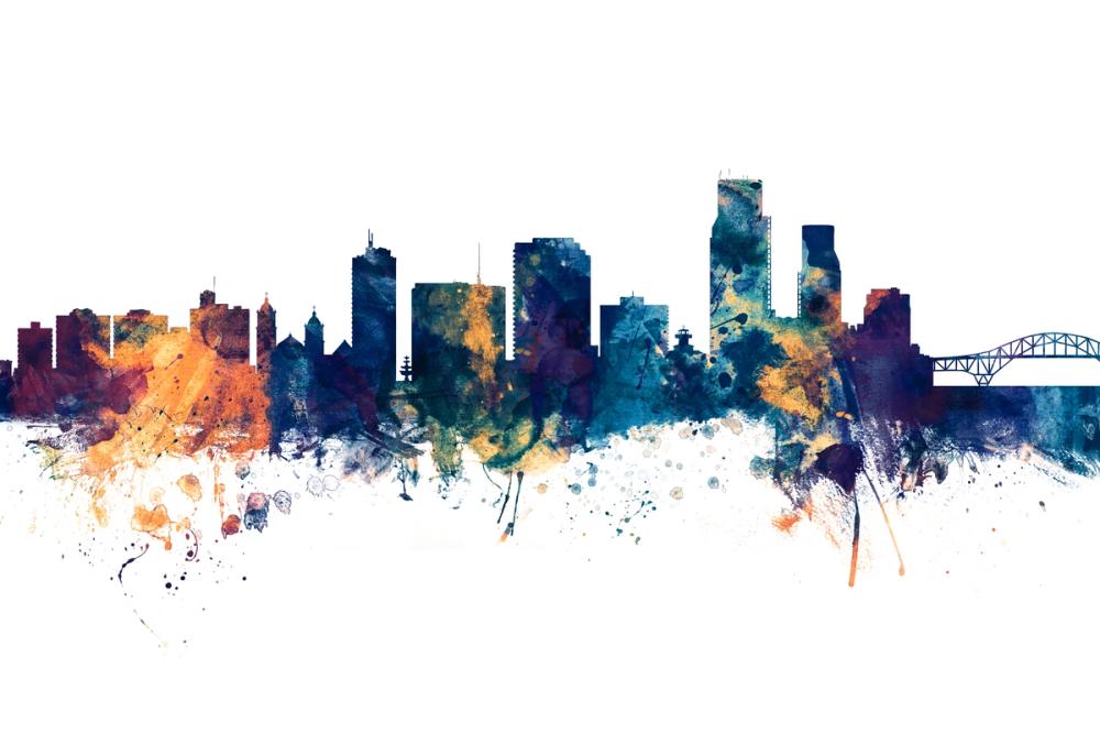 Corpus Christi Texas Skyline Blue & Bronze