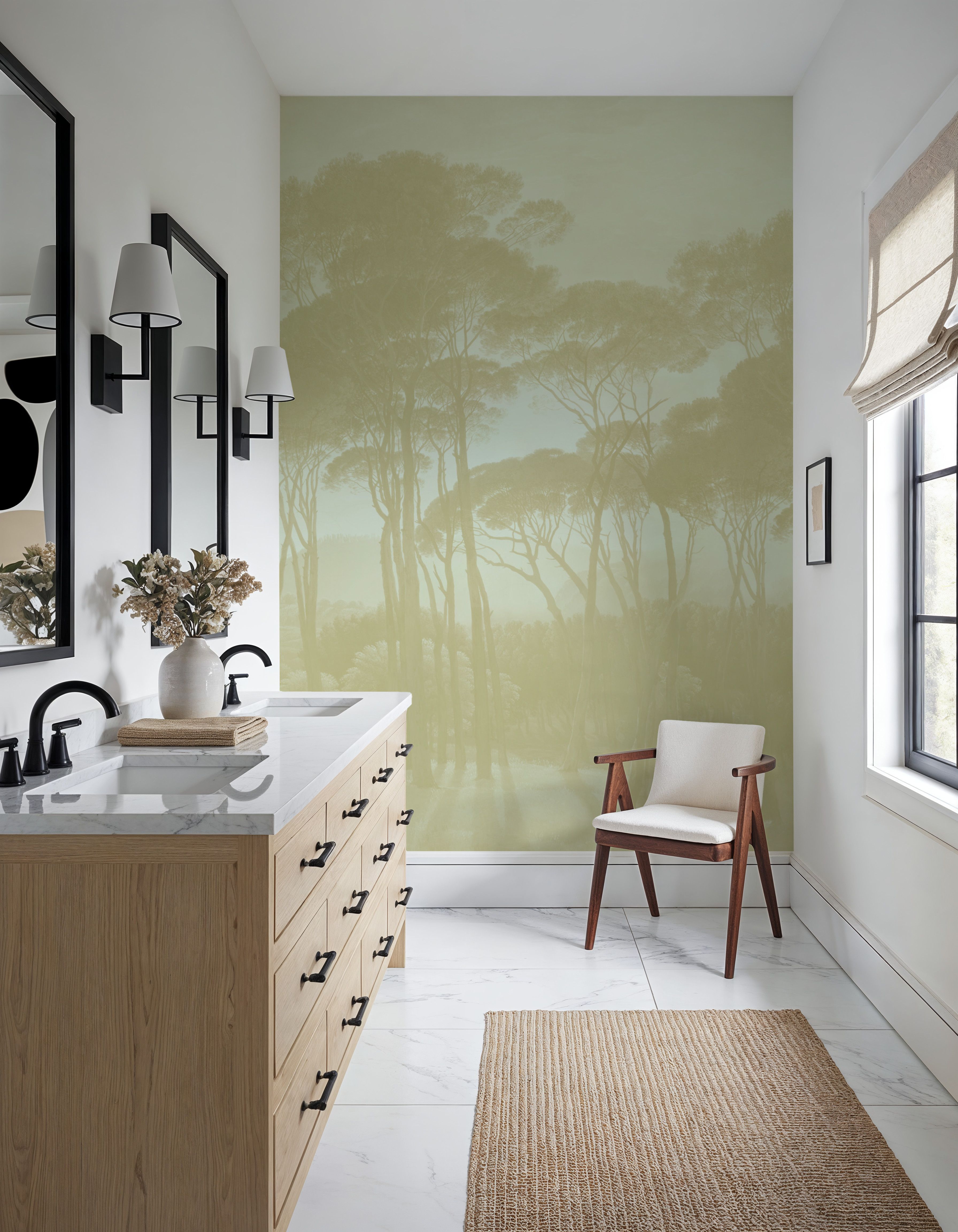 Mediterranean Pine Landscape, Greenish Beige