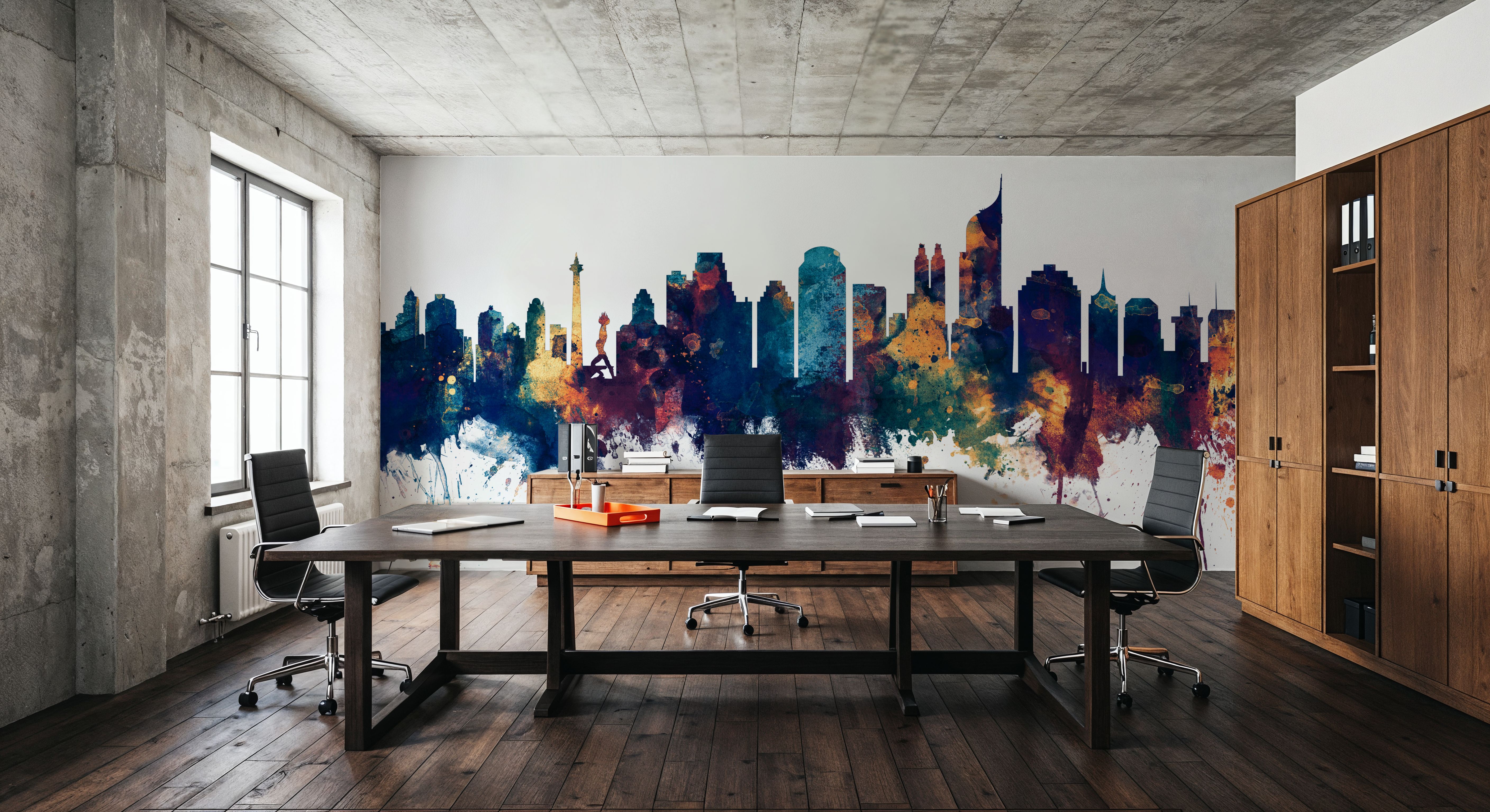 Jakarta Skyline Indonesia Blue & Bronze