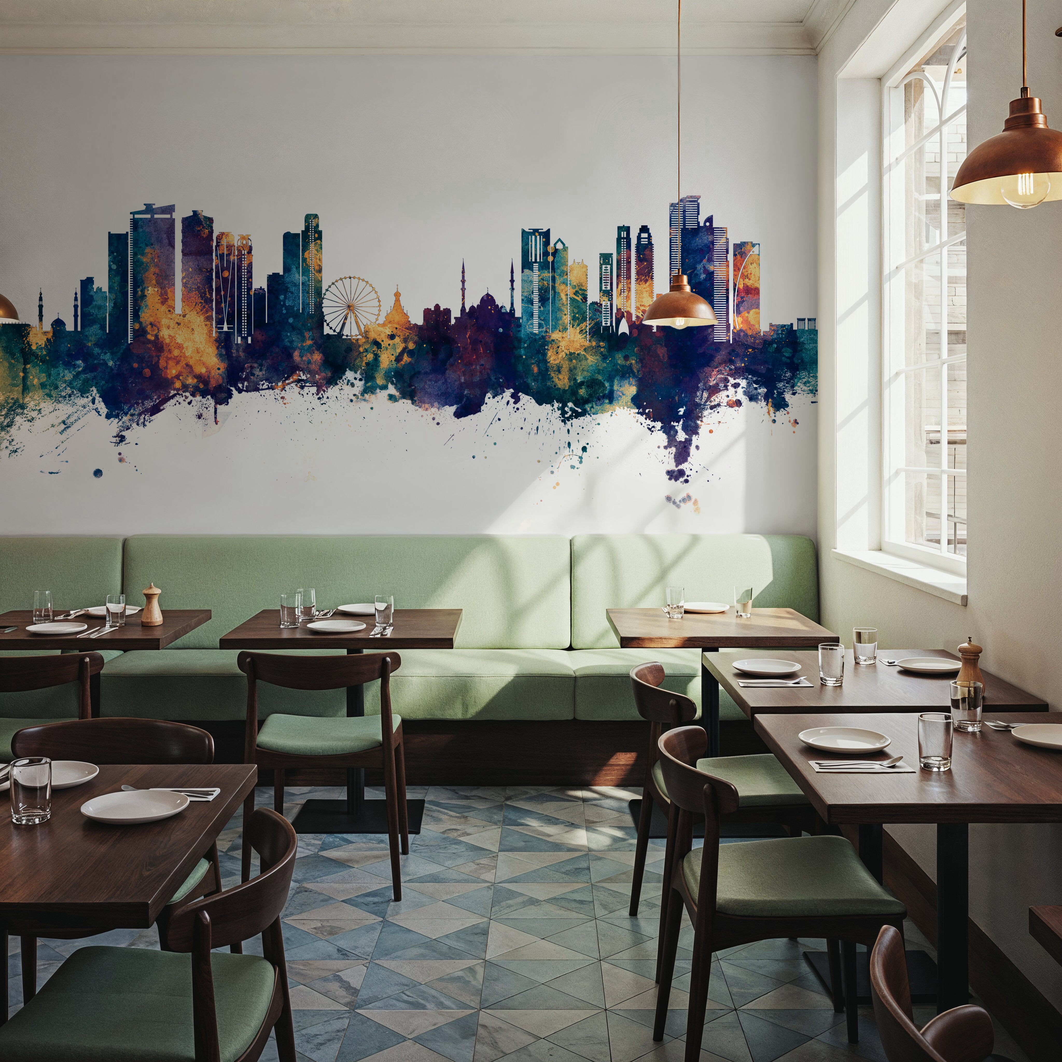 Sharjah Skyline Blue & Bronze