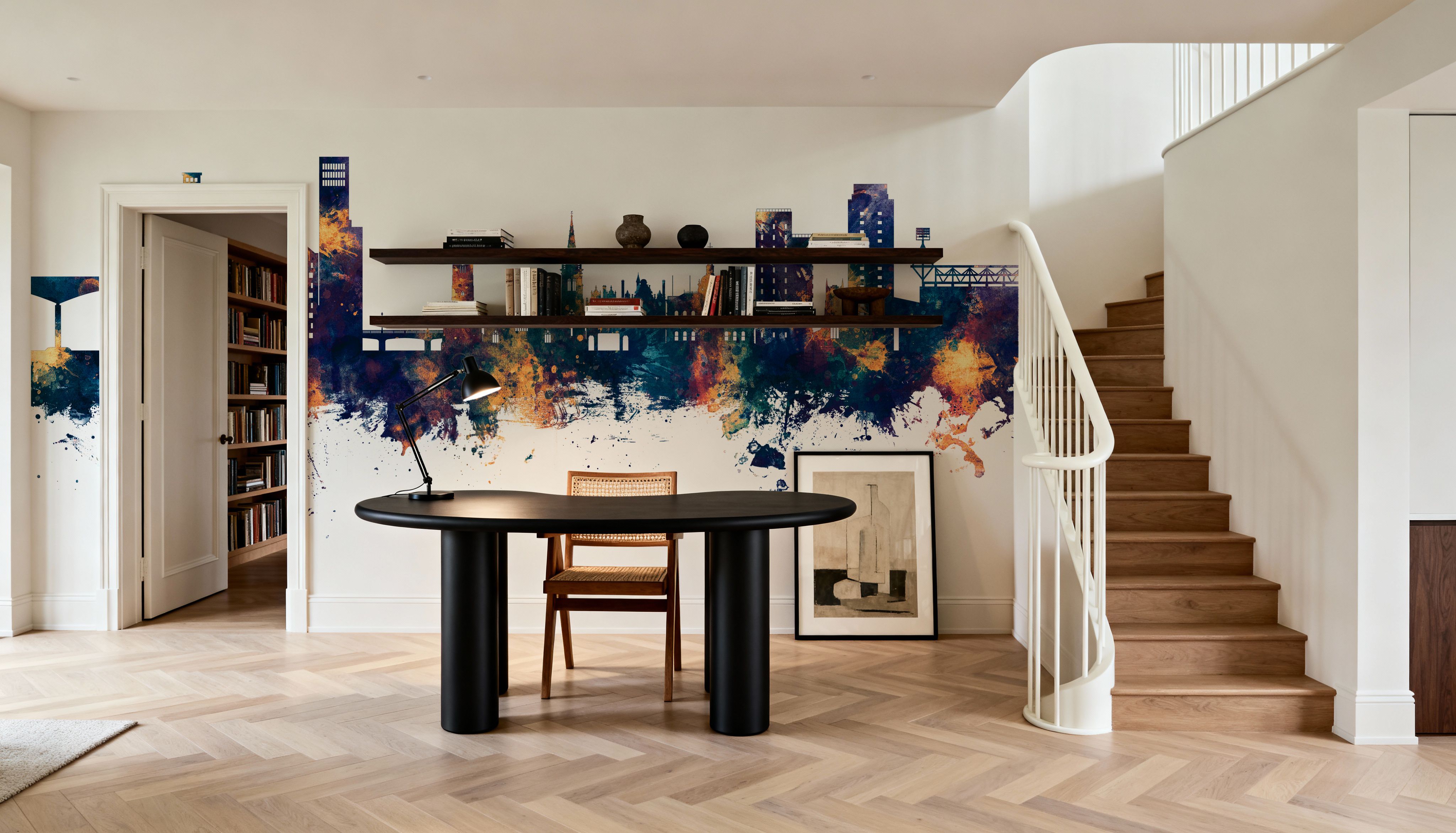 Ipswich England Skyline Blue & Bronze, Wallpaper