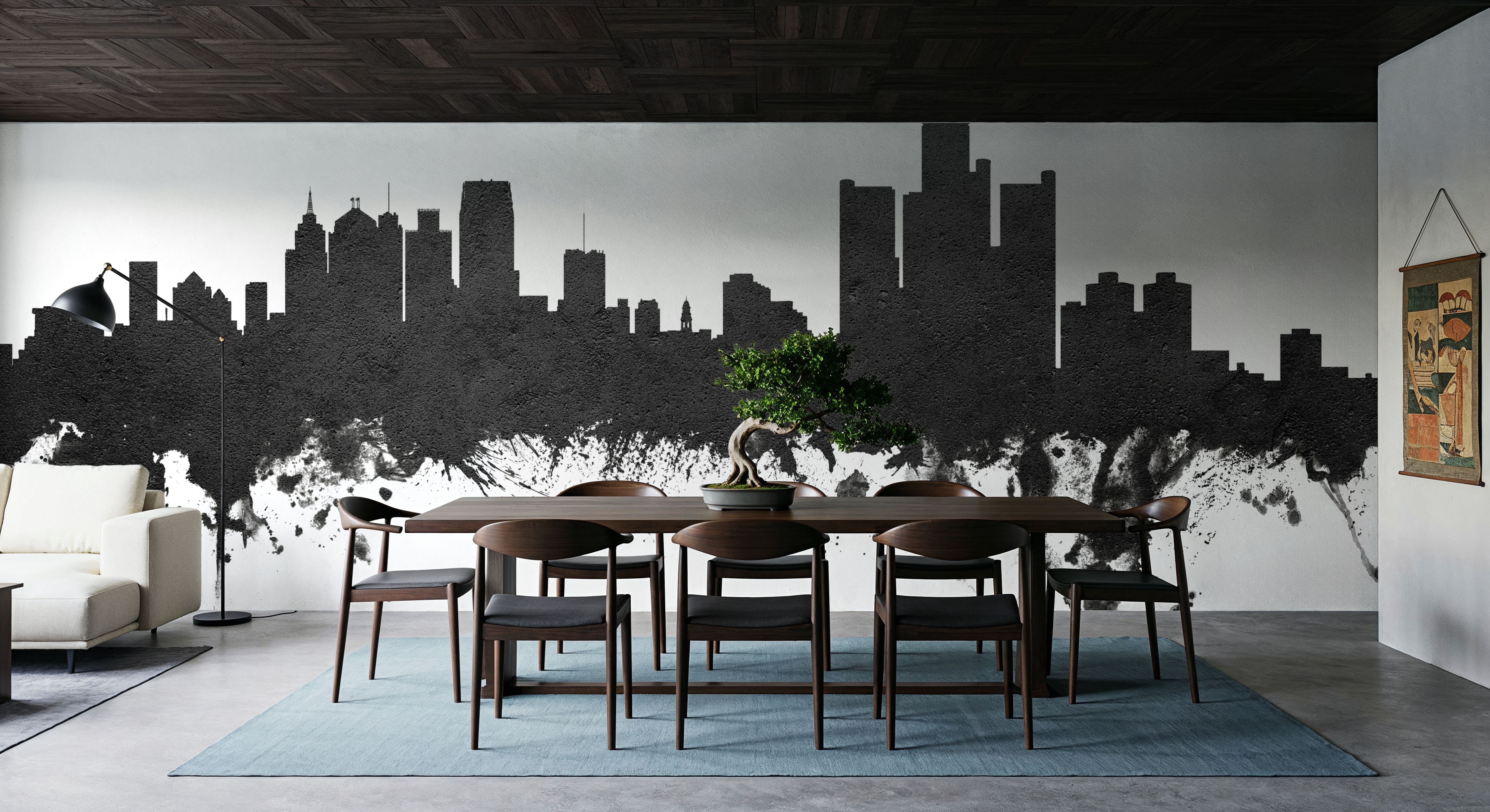 Detroit Michigan Skyline Black & White