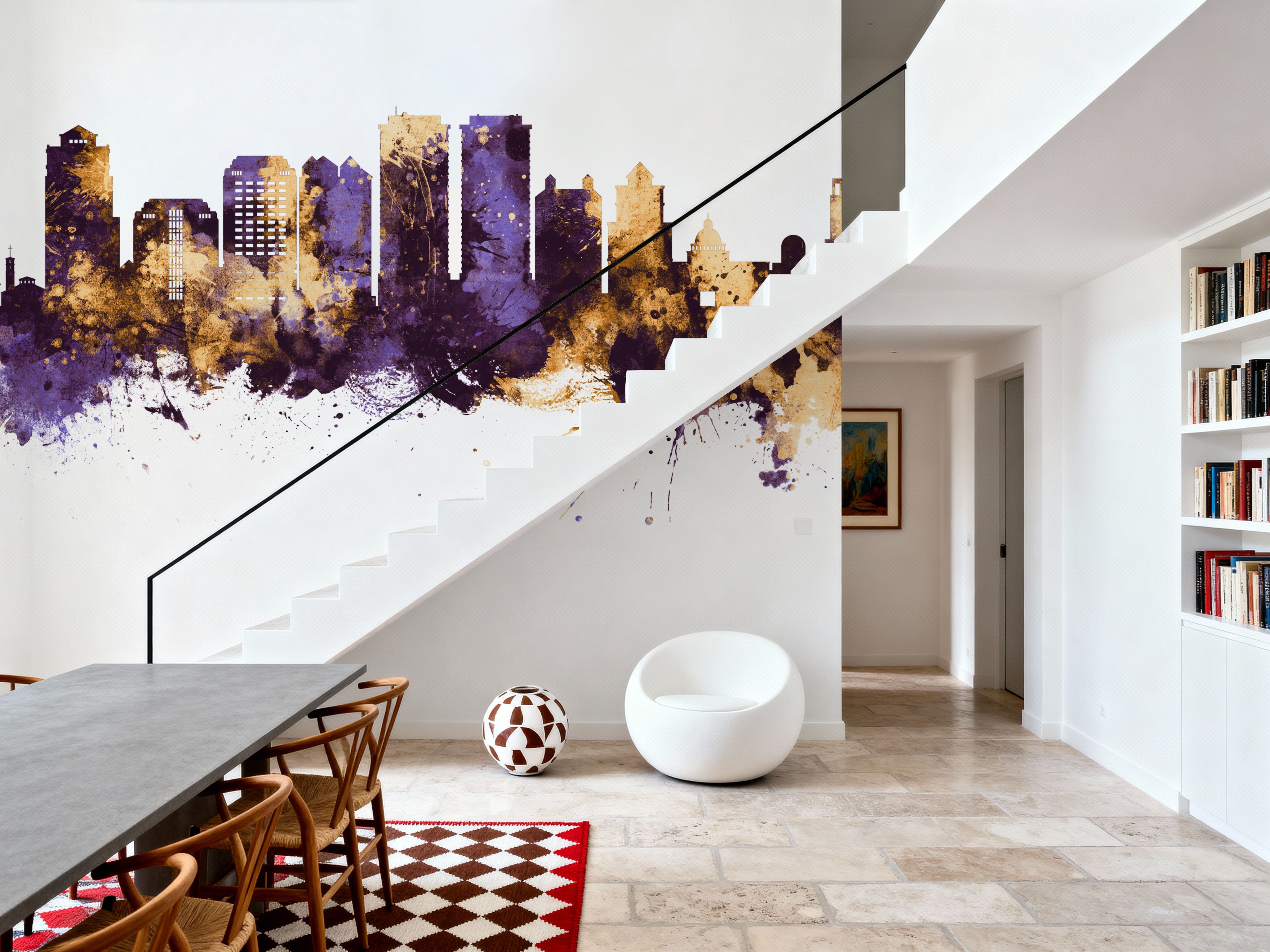 West Palm Beach Florida Skyline Purple & Gold
