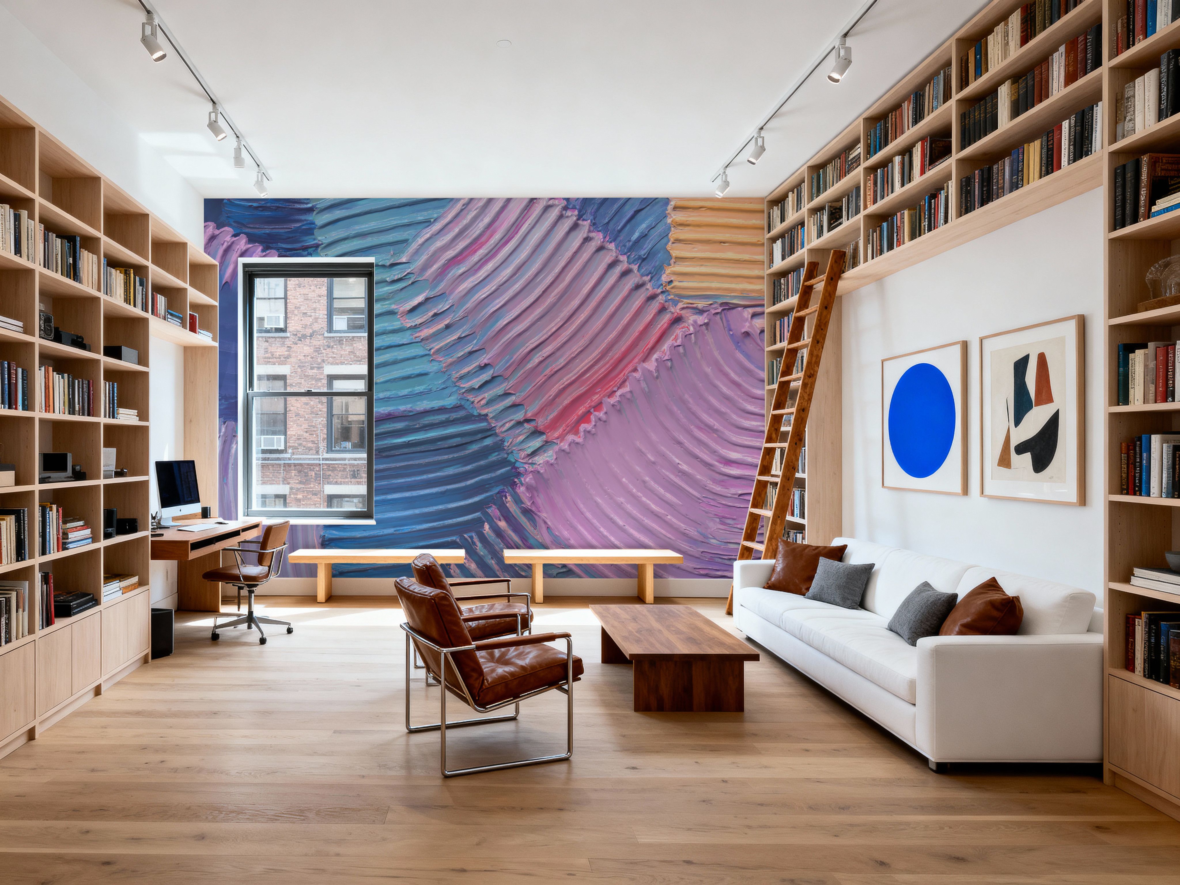 Close-Up Stroke Painting, Pink & Blue