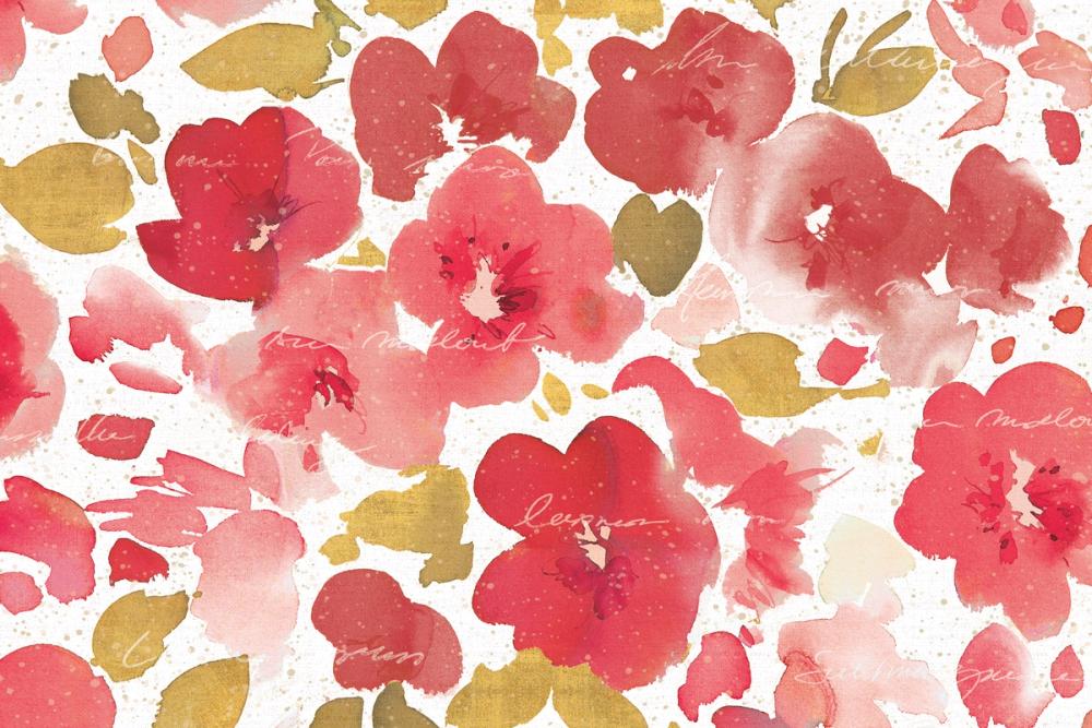 Floral Flow I Red Gold