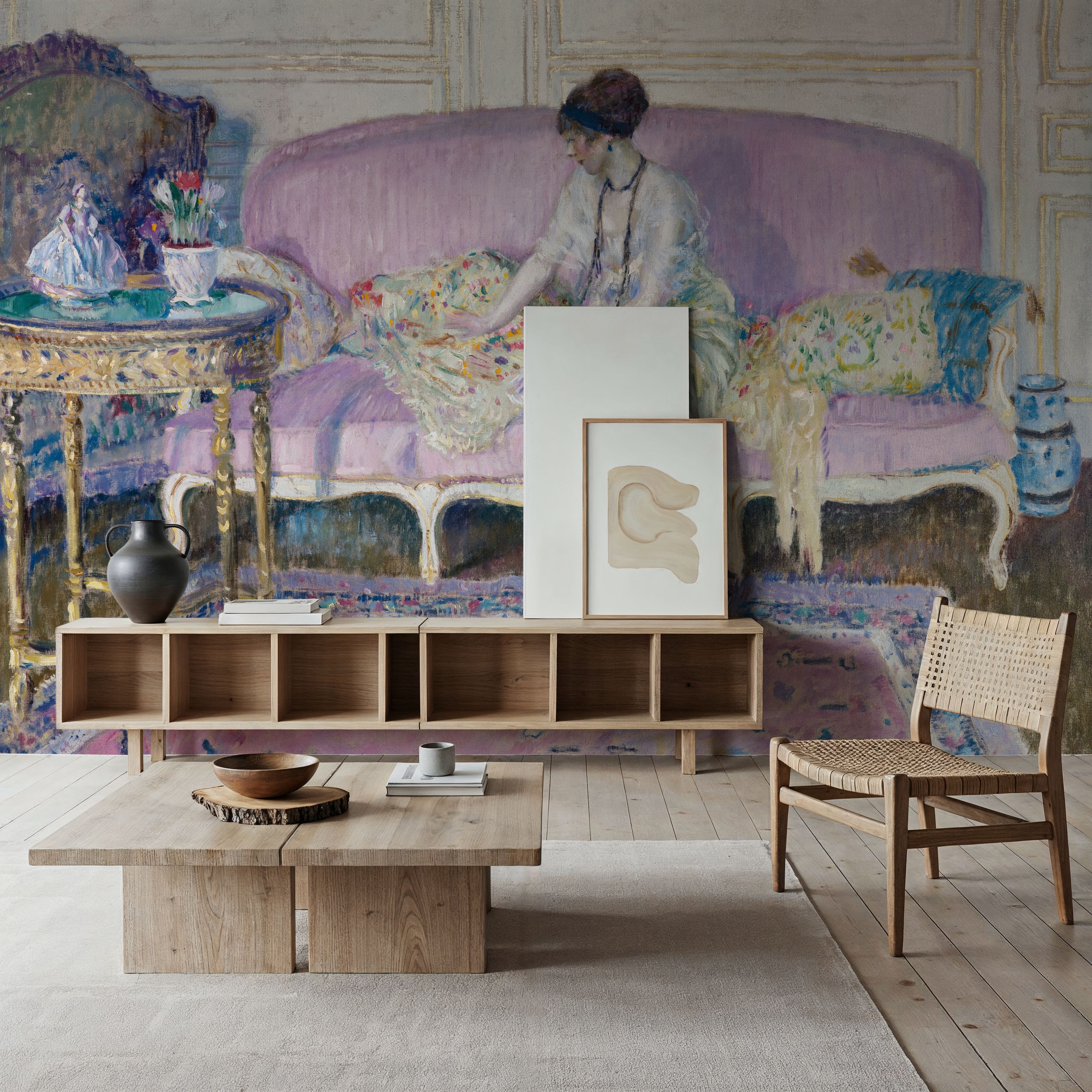 Woman Seated on Interior Sofa