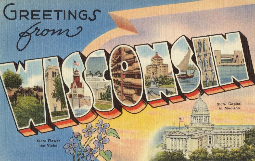 Greetings from Wisconsin - Screenprint Postcard