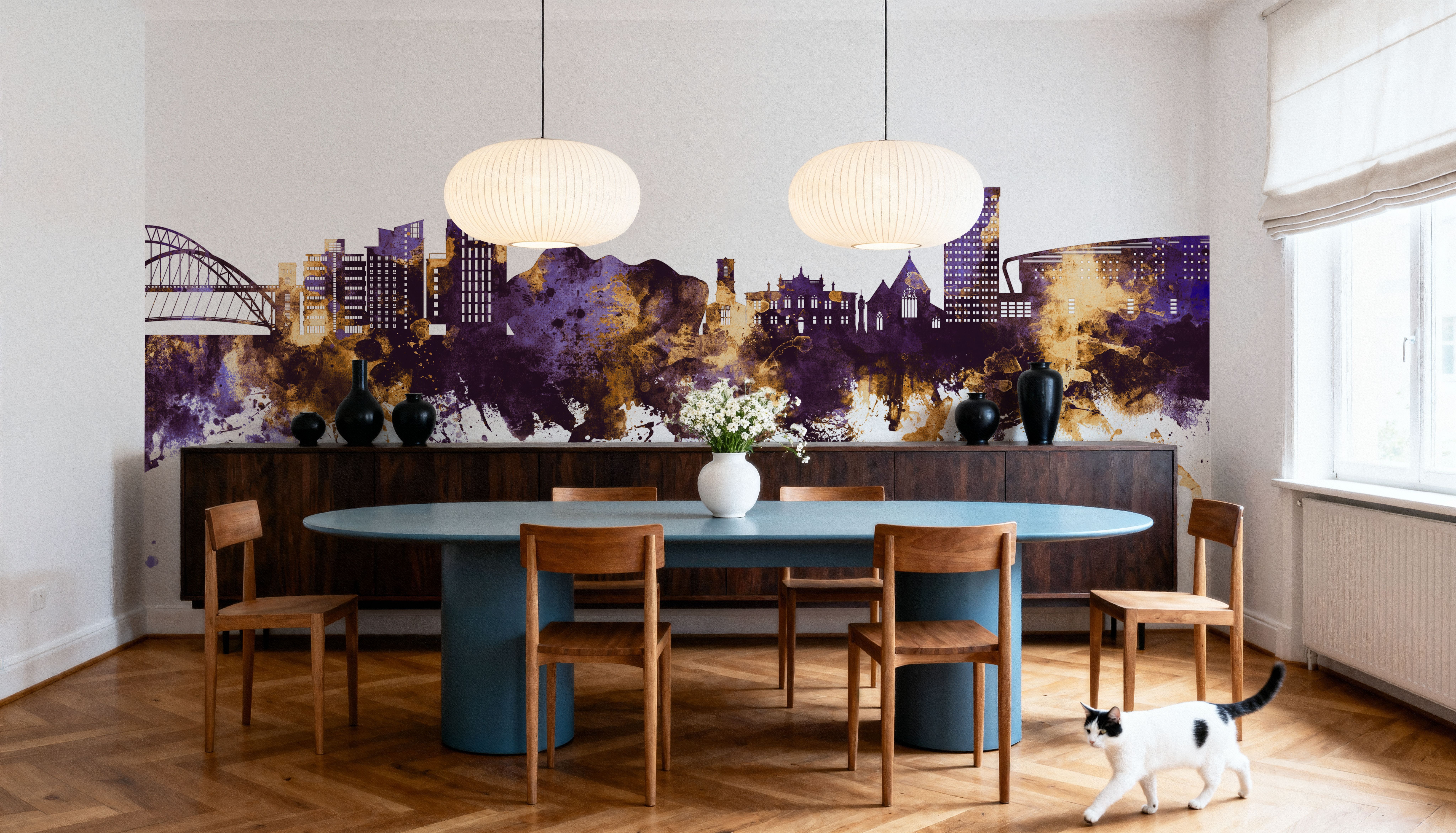 Gateshead England Skyline Purple & Gold