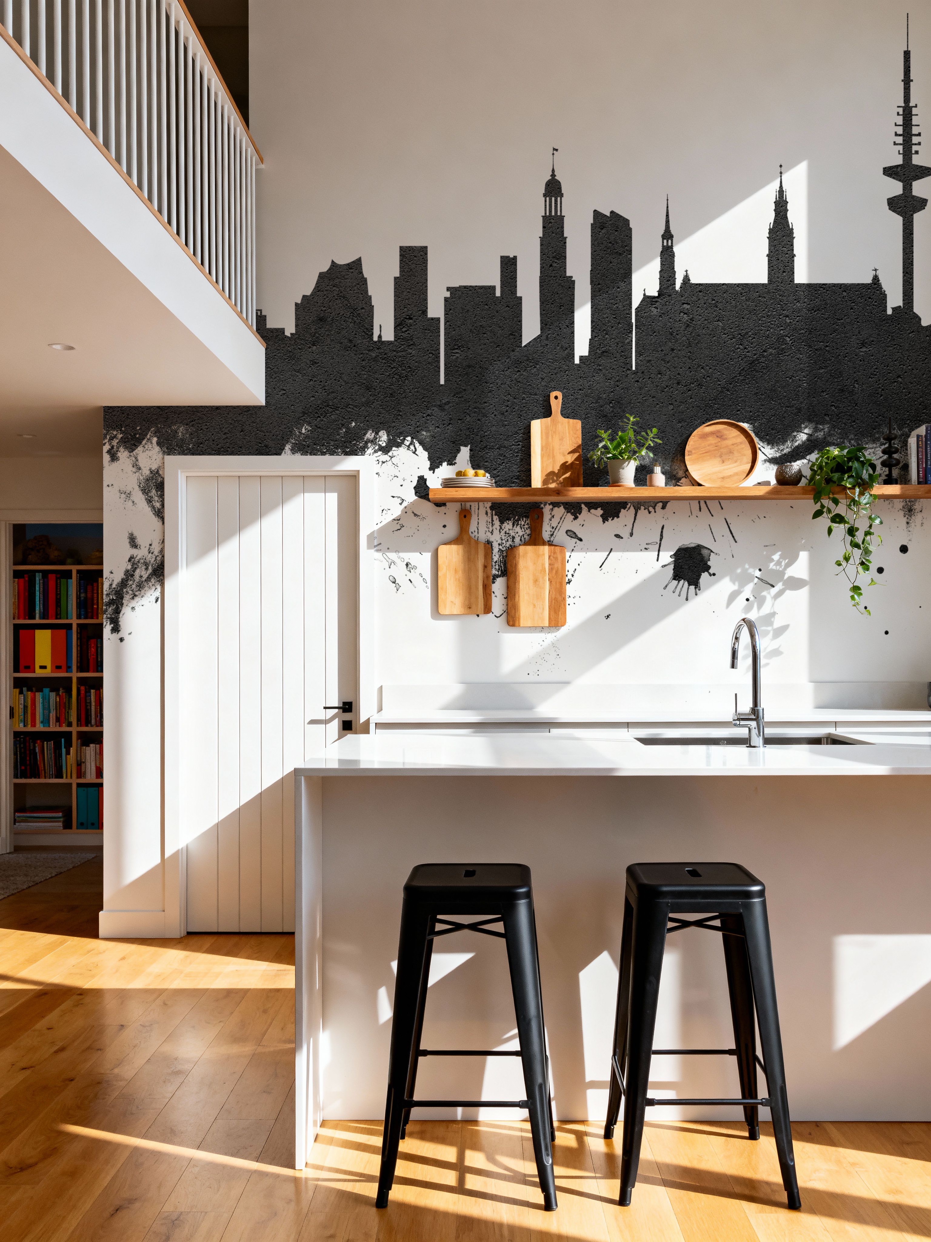 Hamburg Germany Skyline Black & White