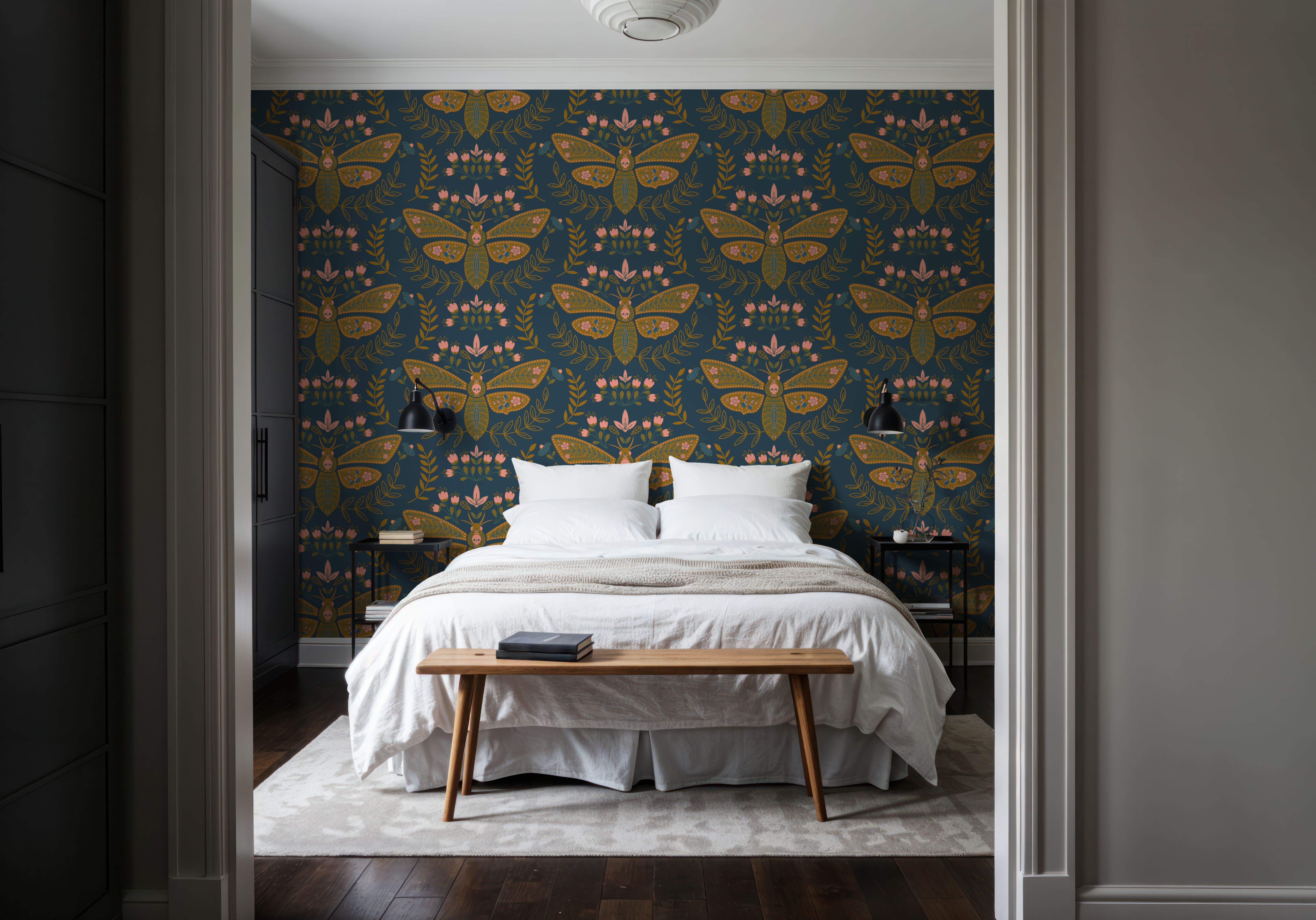 Deaths Head Moth, Dark Teal