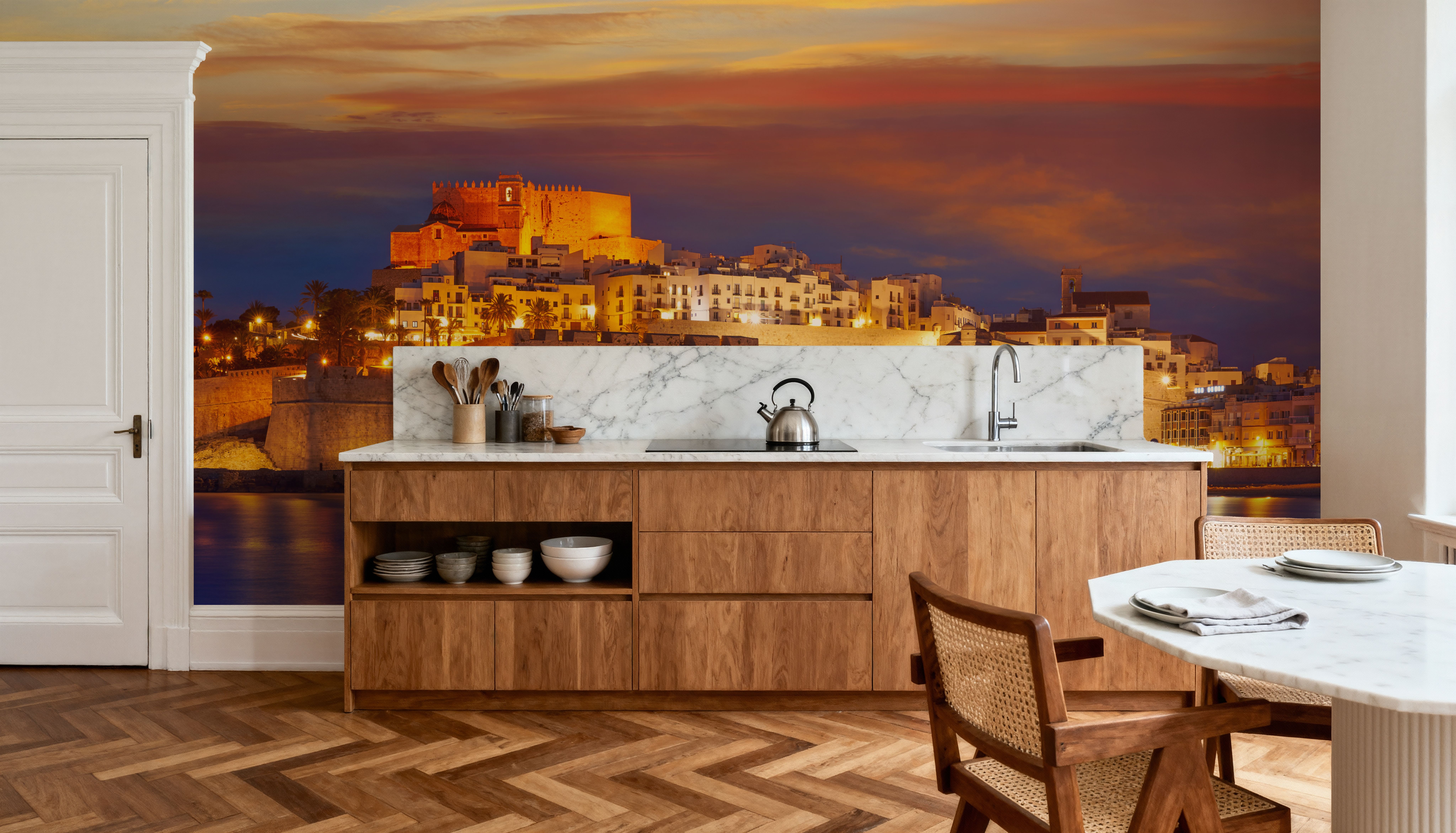 Mediterranean Castle Sunset, Wallpaper