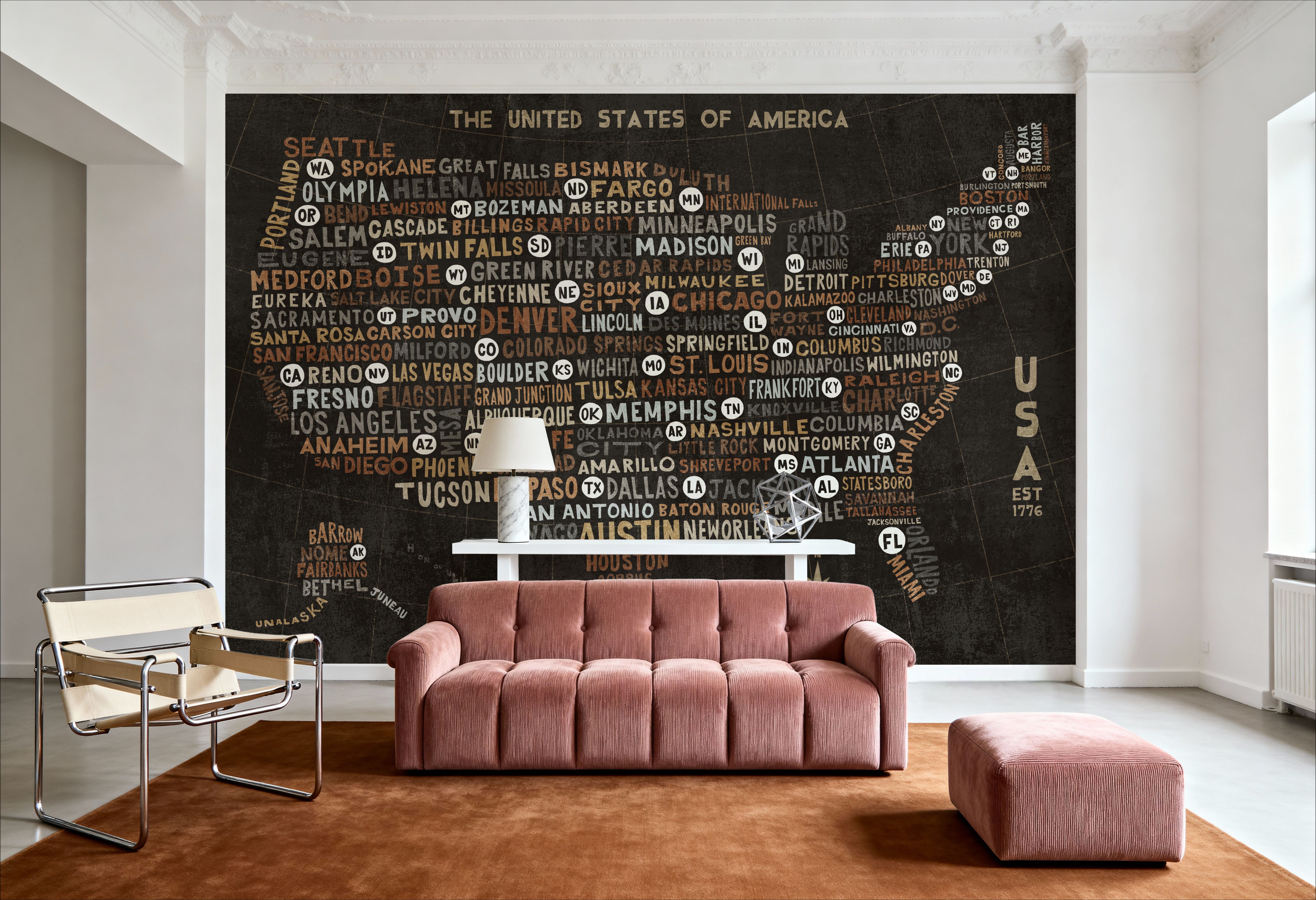 US City Map Black