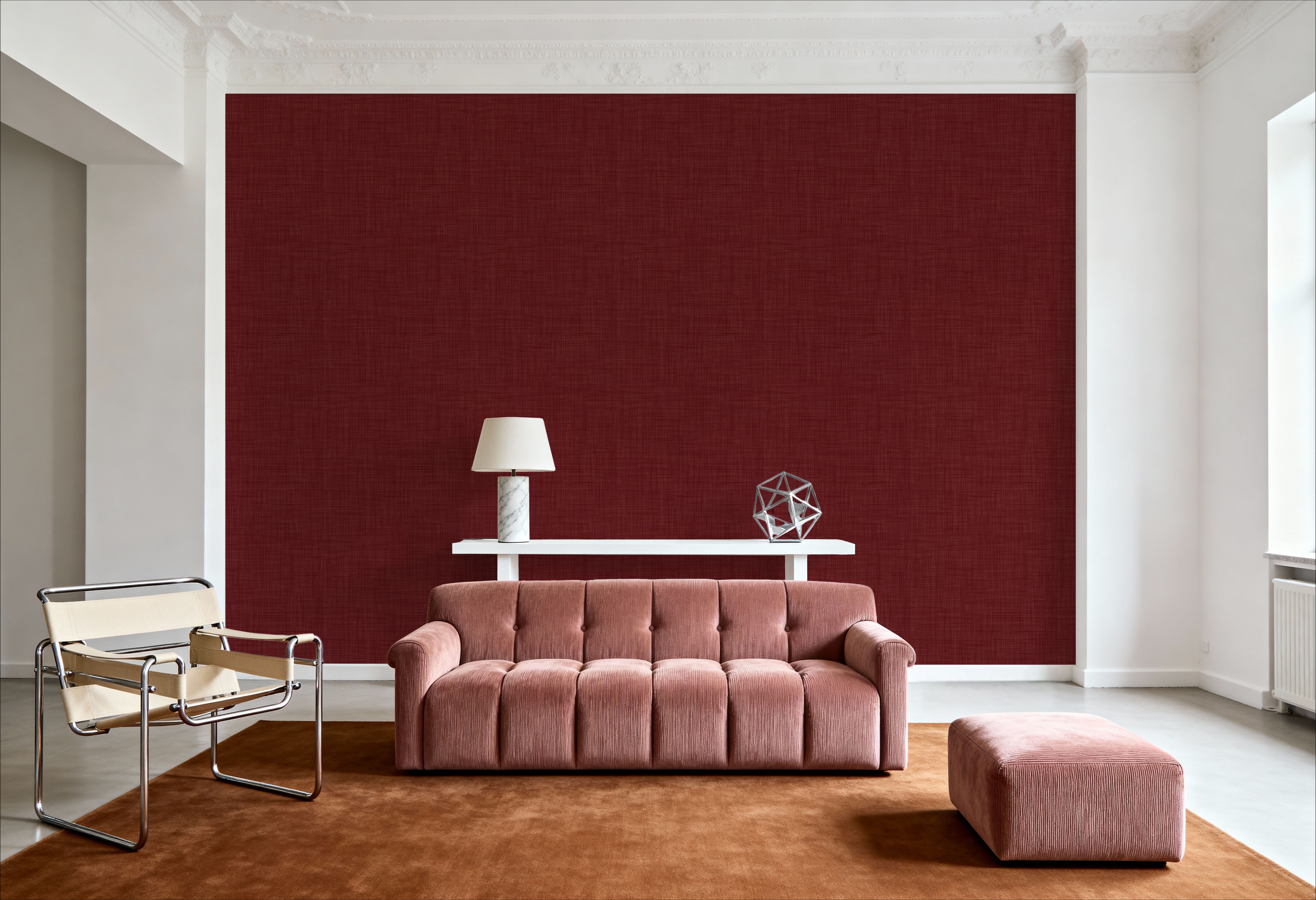 Mottled Linen Effect, Tomato Red