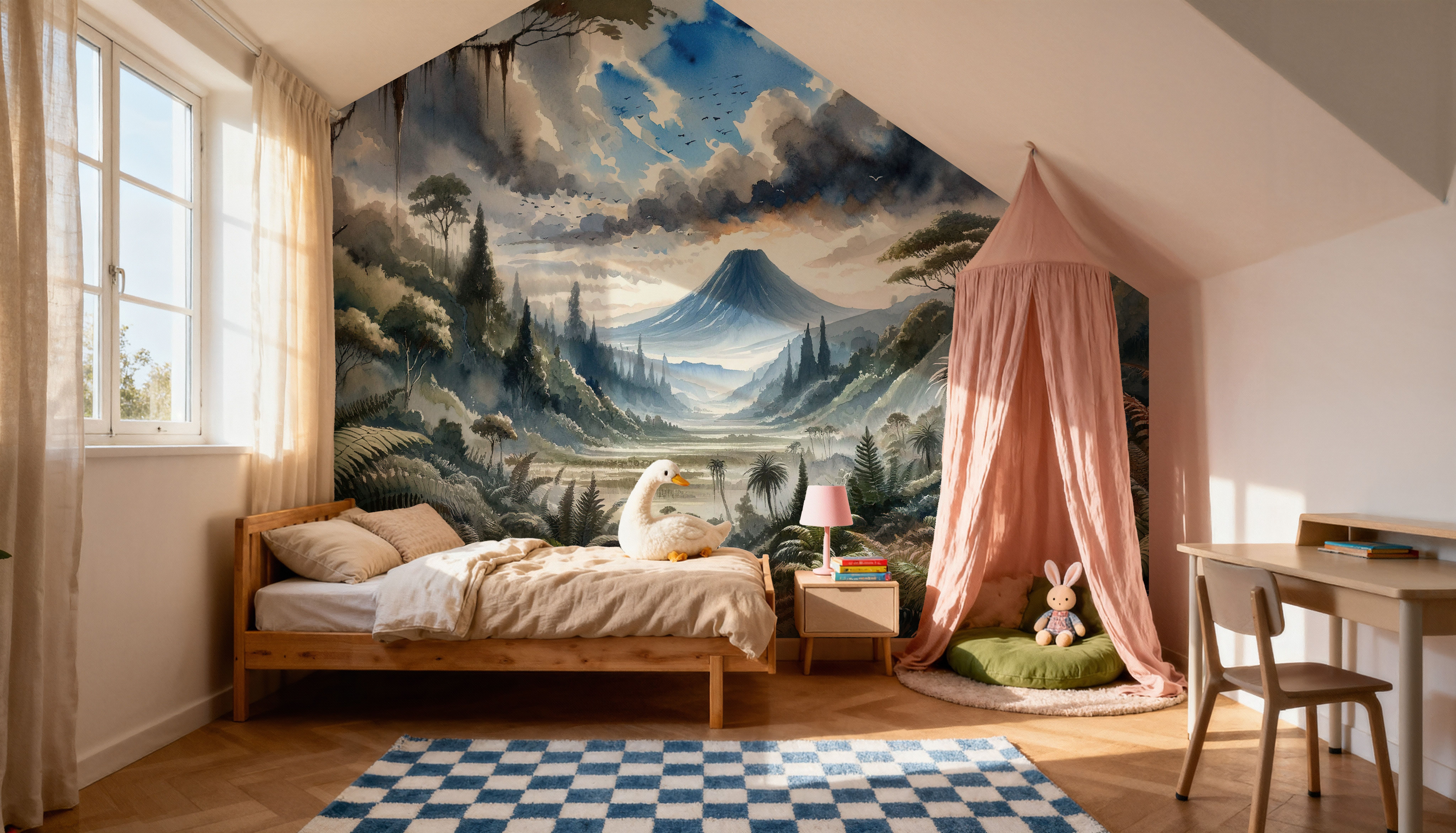 Lush Jungle Valley with Mountains, Wallpaper