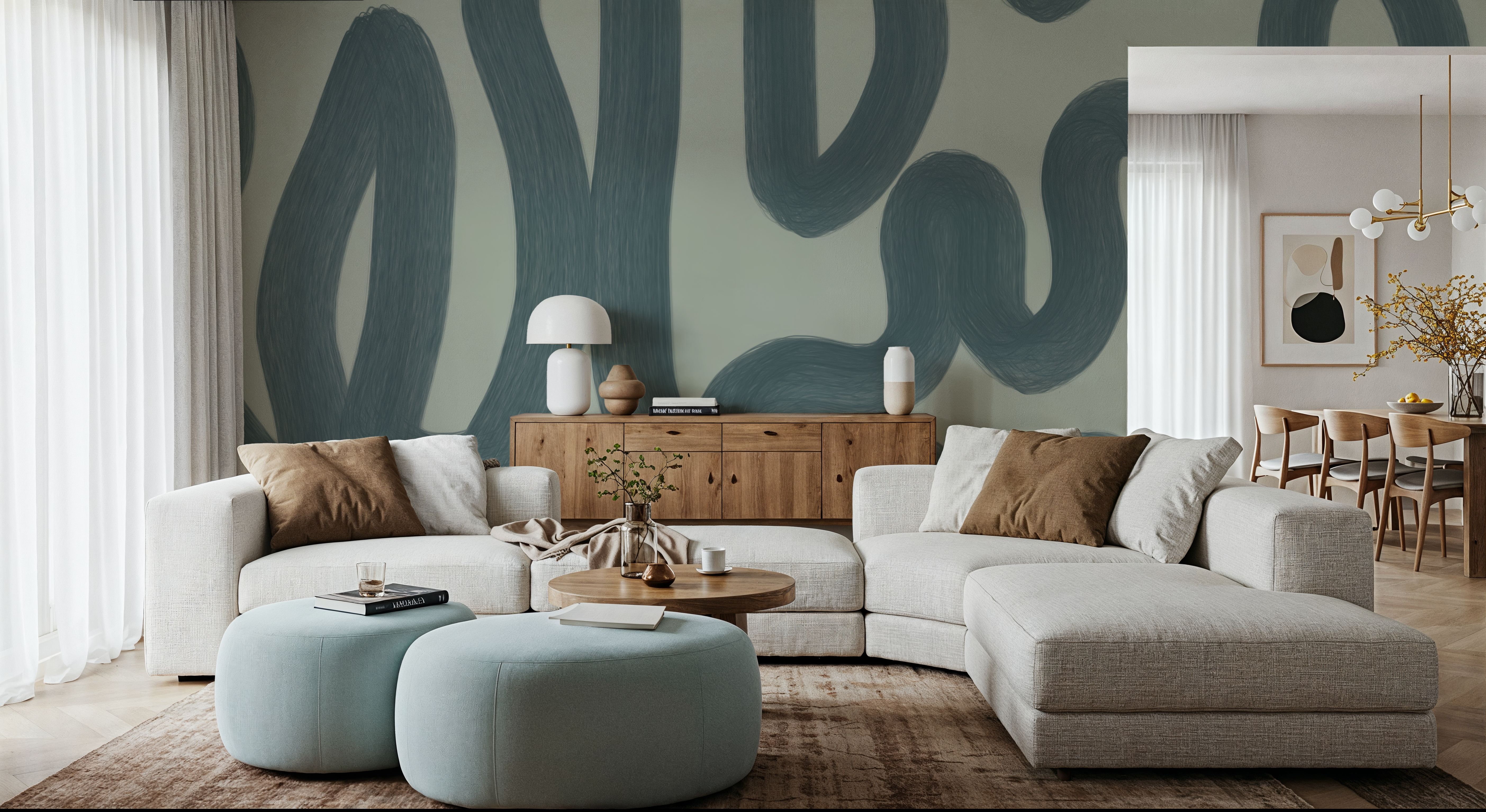 Modern Abstract, Light Teal