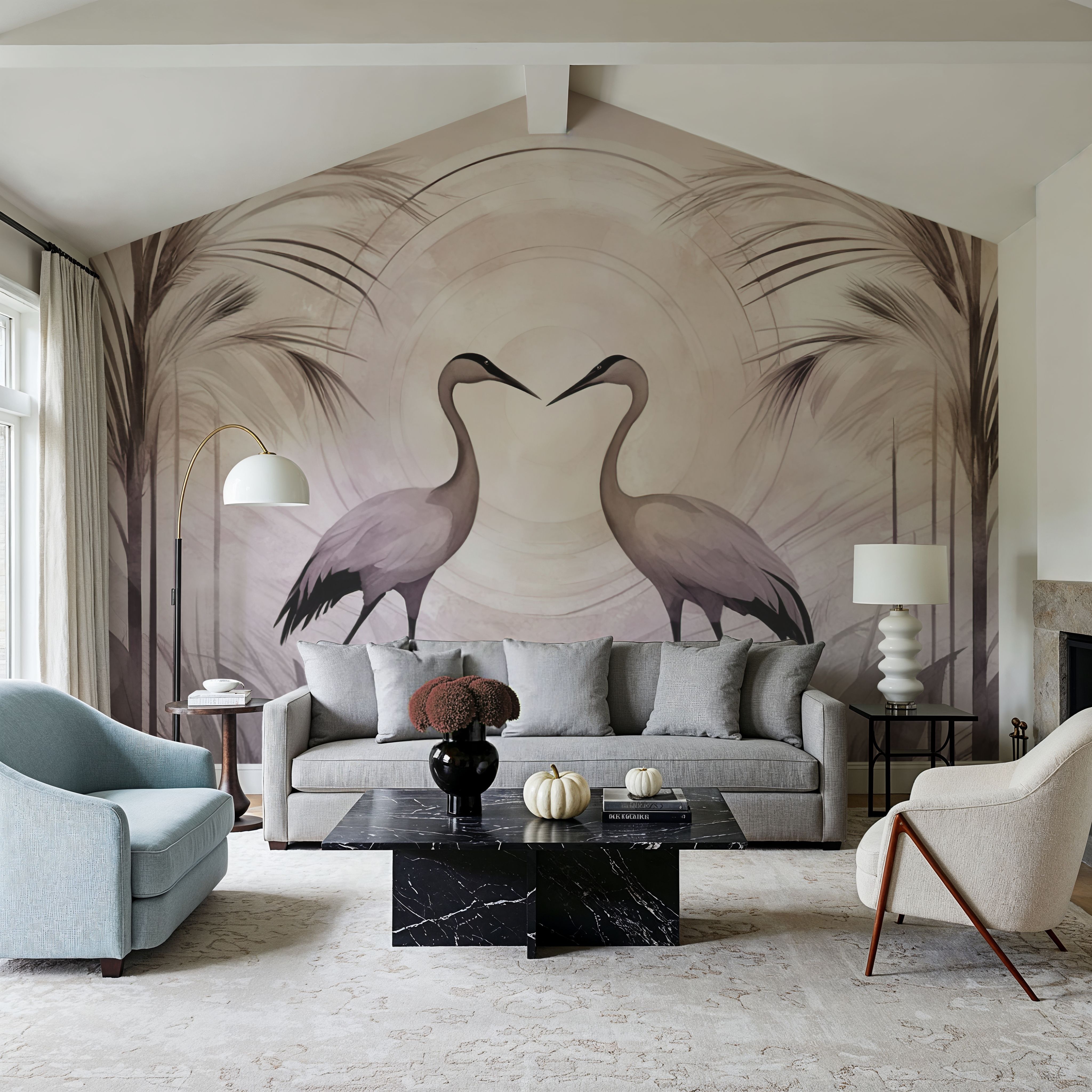 Cranes at Sunset Pink