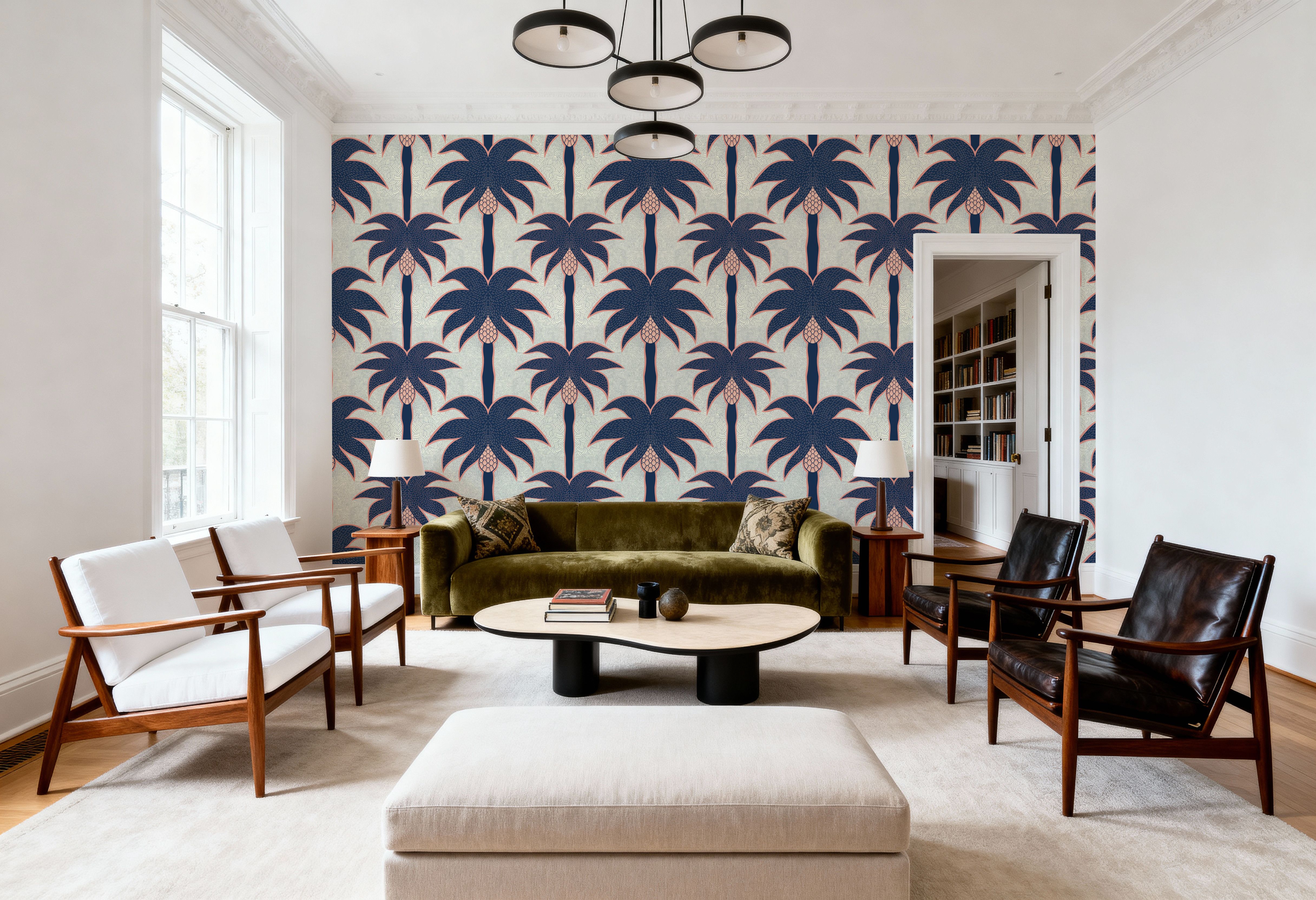 Graphic Palms, Navy