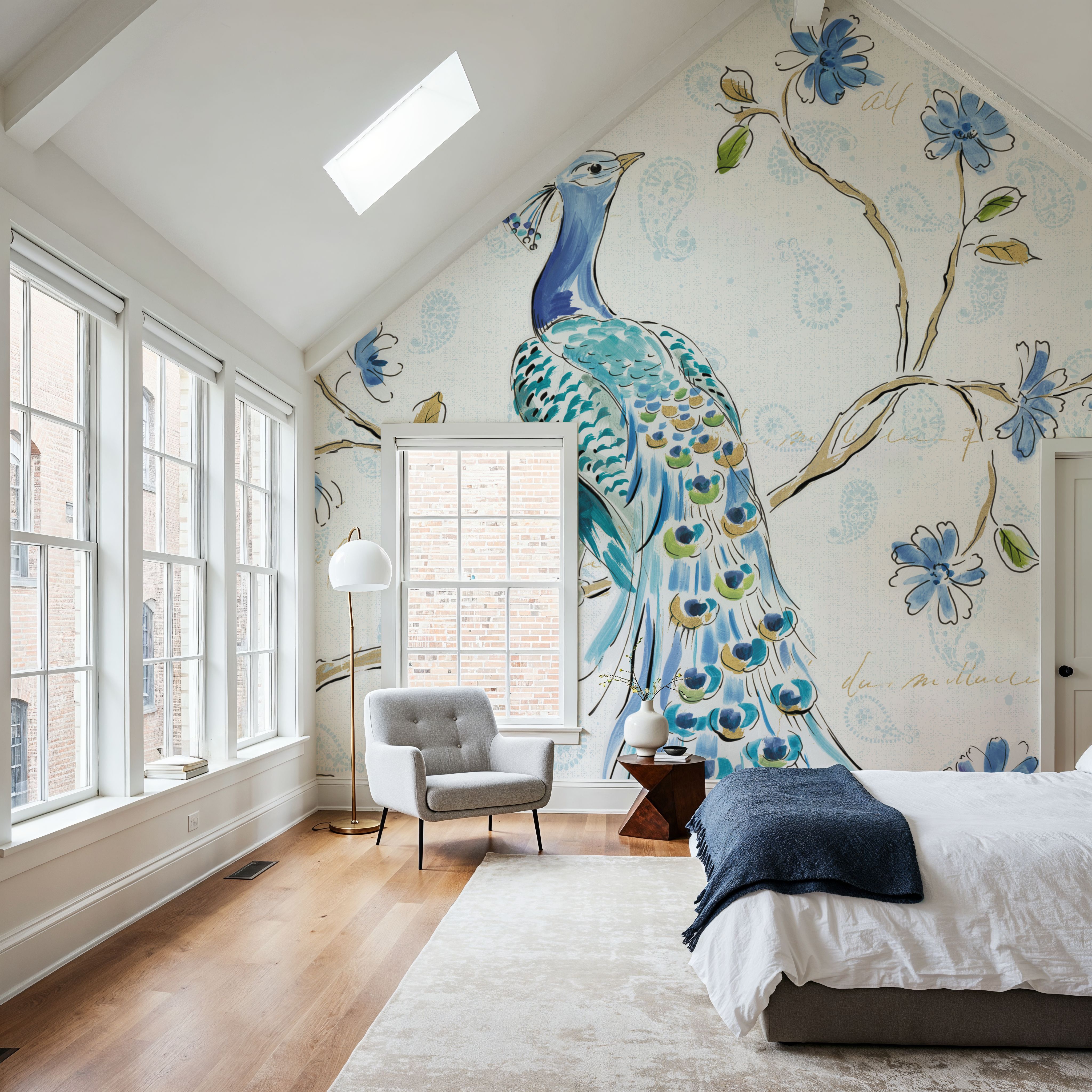 Peacock Allegory I White