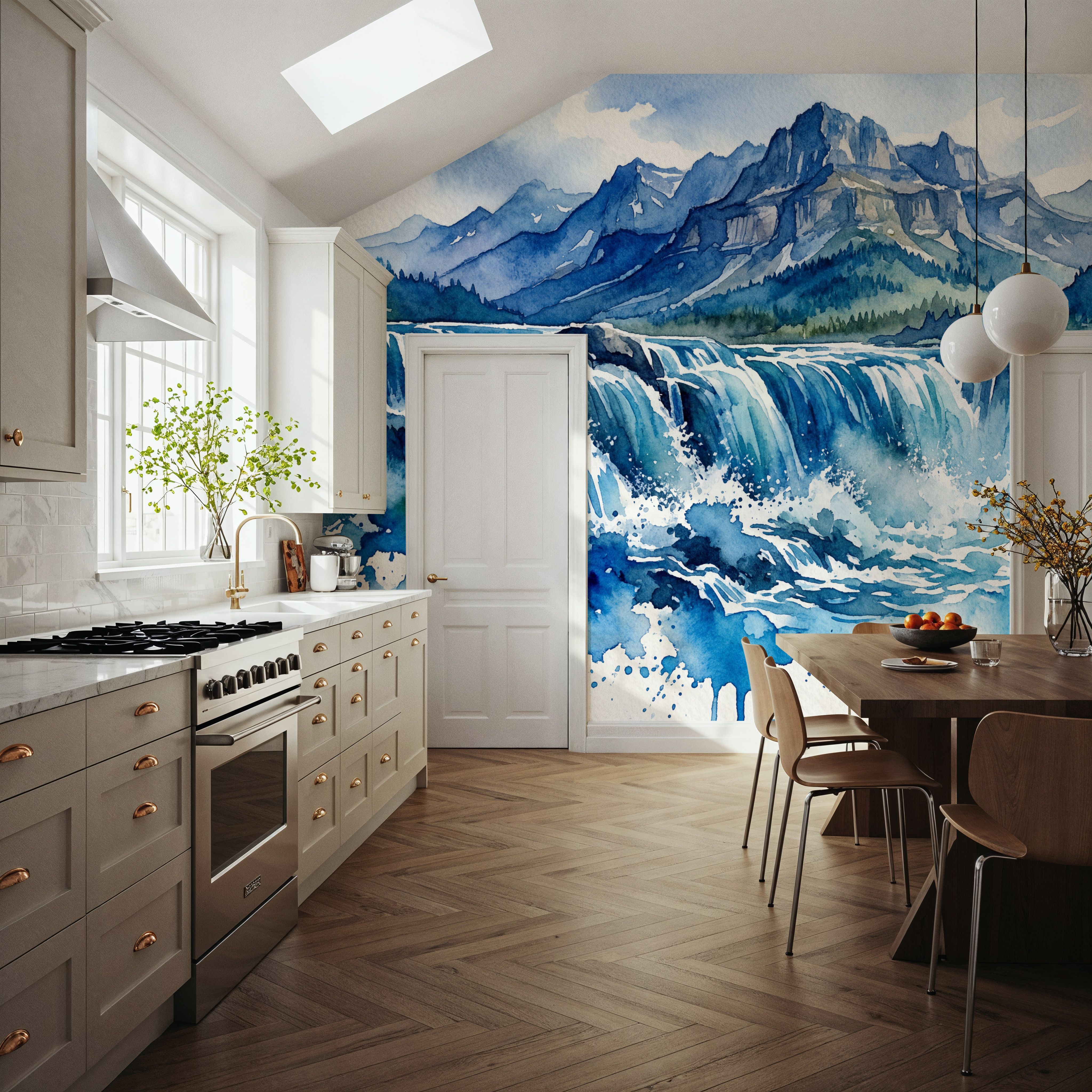 Nordic Waterfall - Watercolor Landscapes Series