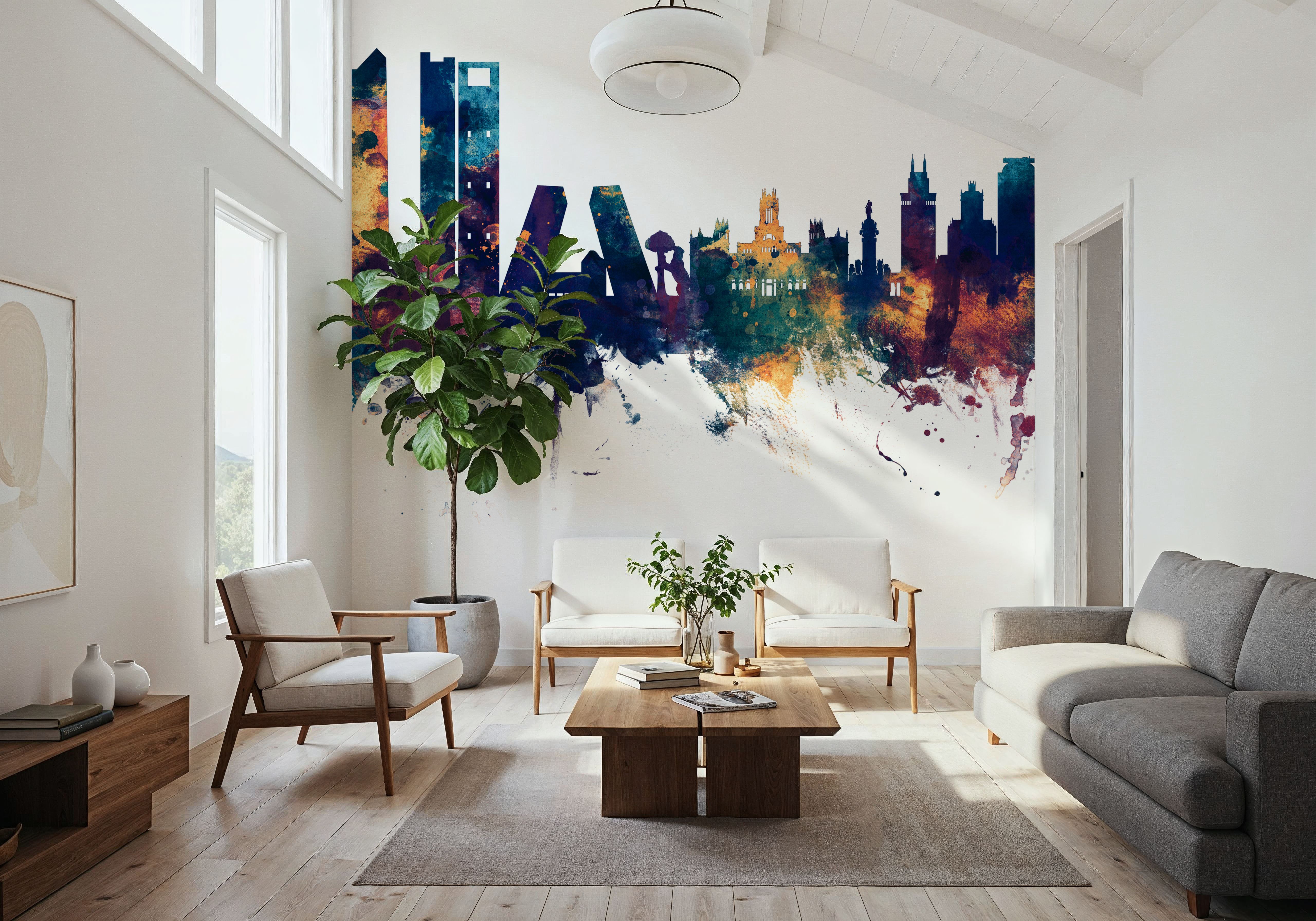 Madrid Skyline Blue & Bronze