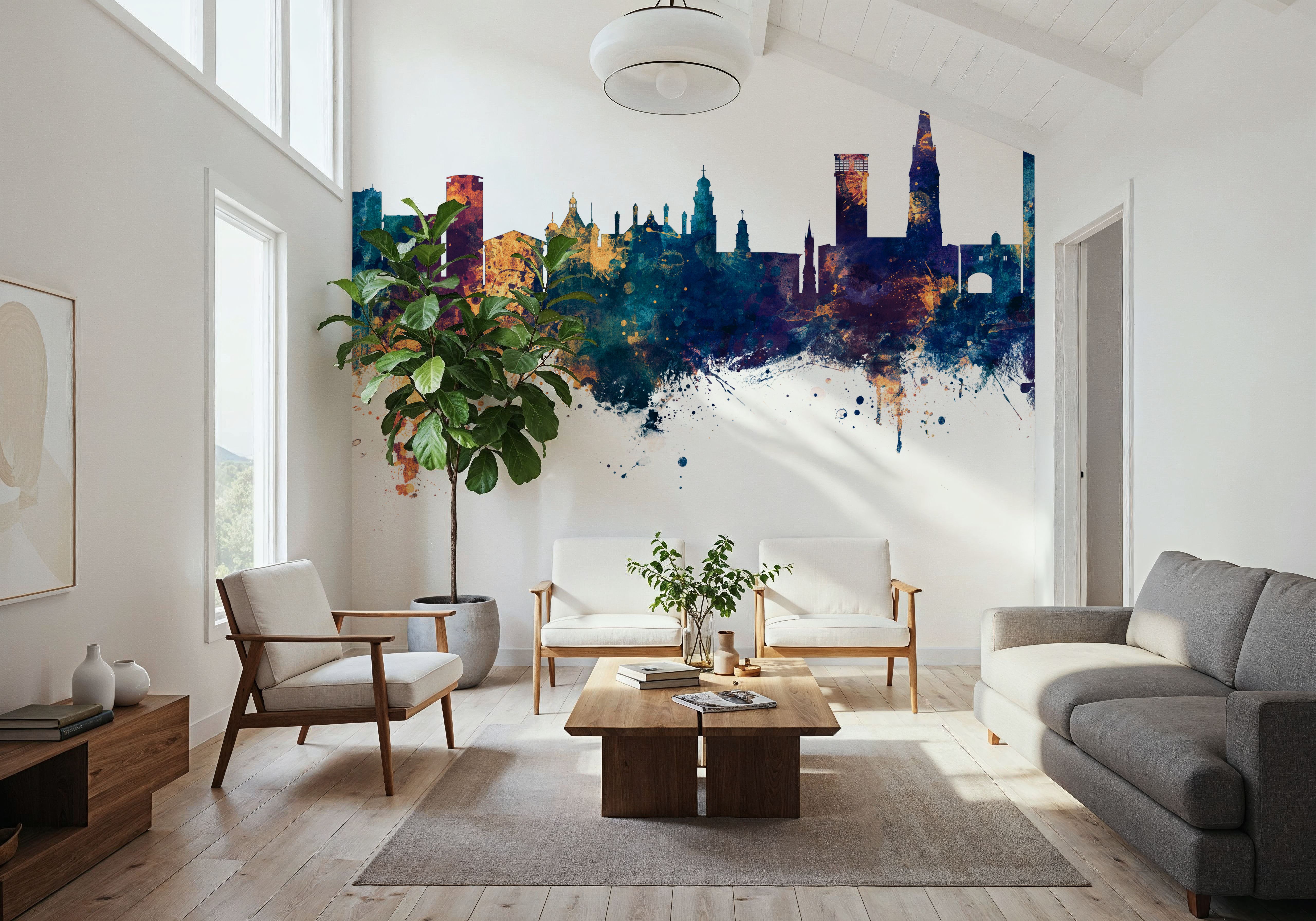 Leicester England Skyline Blue & Bronze