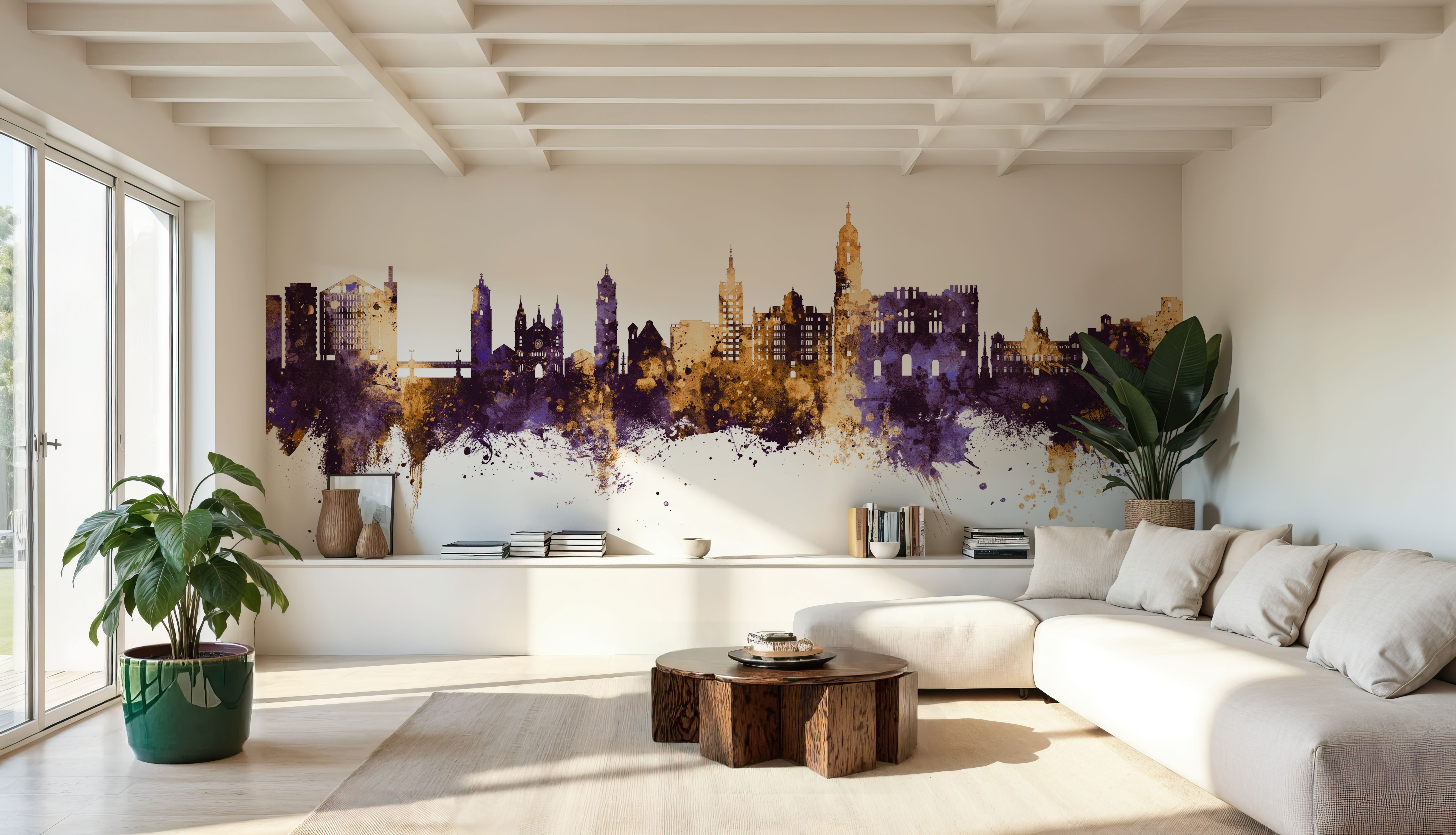 Málaga Spain Skyline Purple & Gold