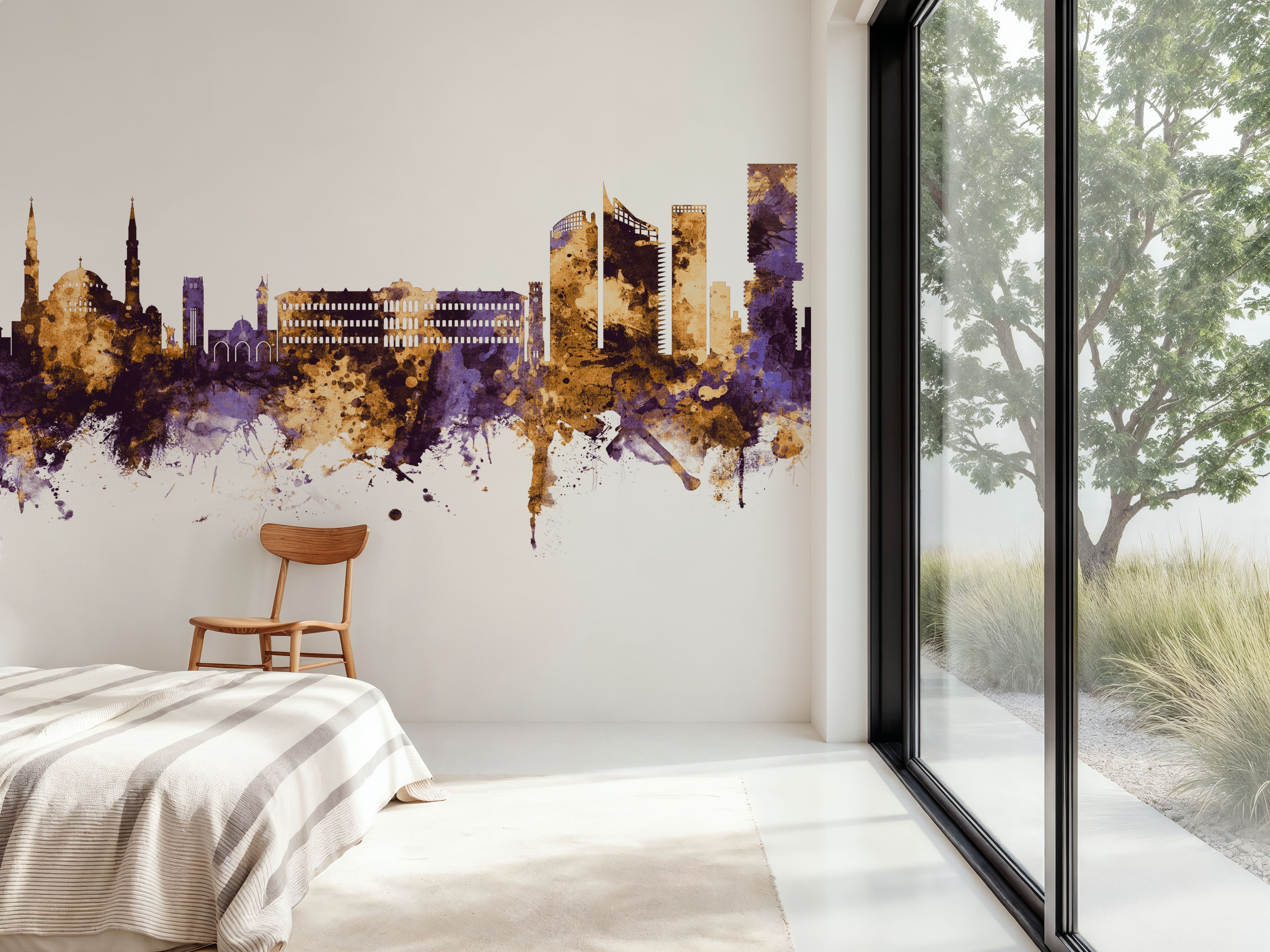 Beirut Lebanon Skyline Purple & Gold