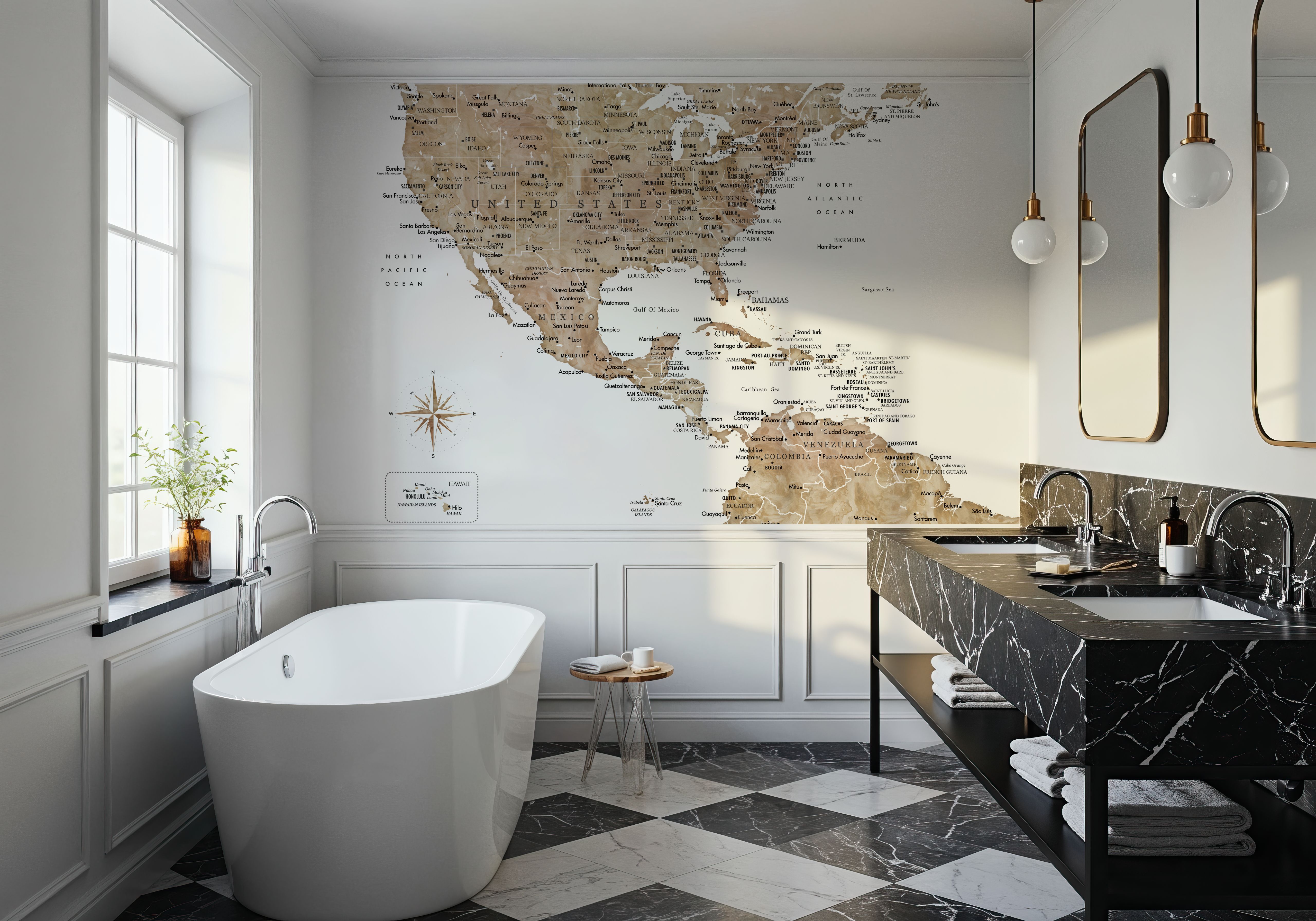 US Mexico Caribbean Map - Abey, Tapeten