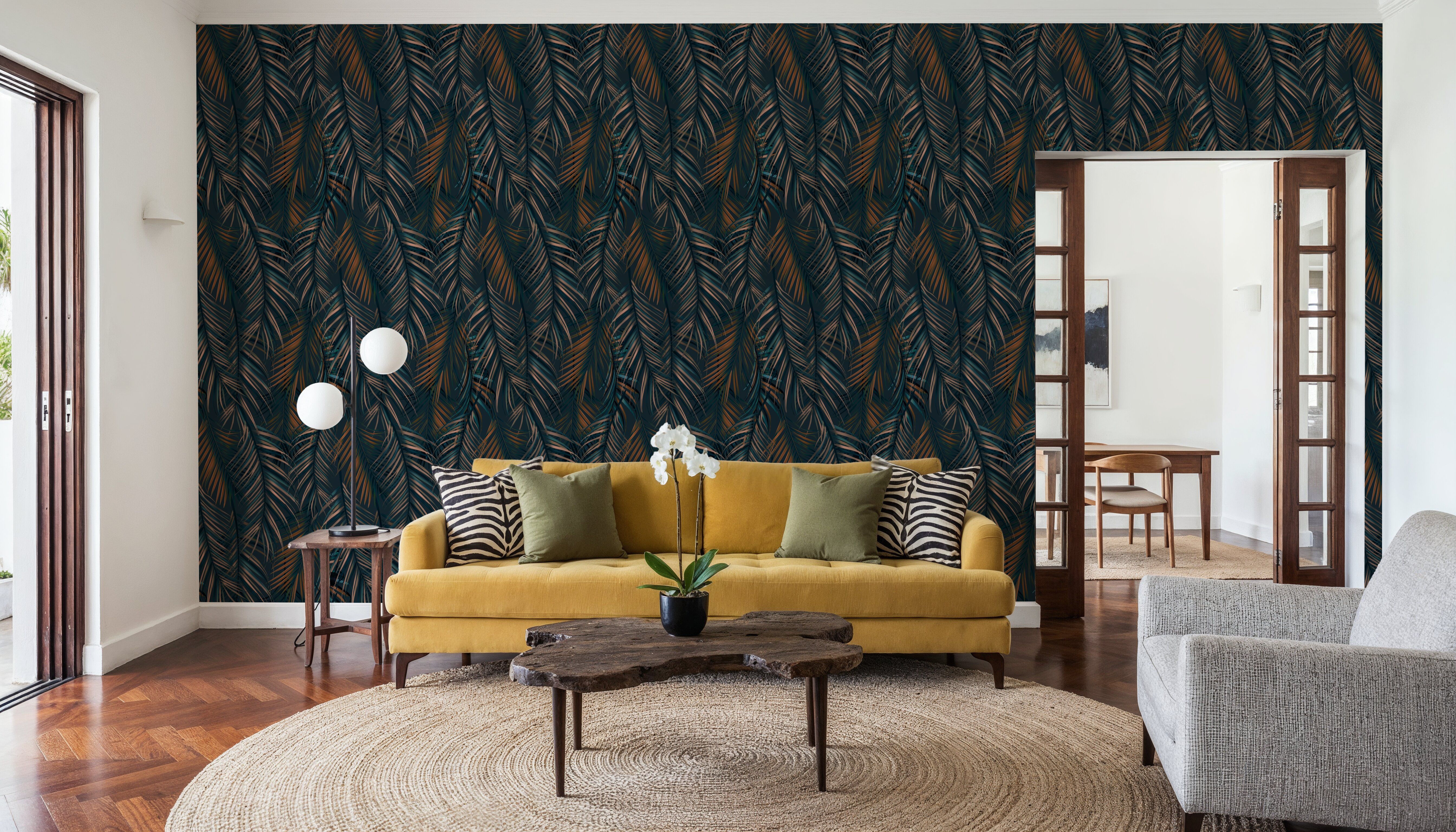 Swaying Palm Leaves, Teal