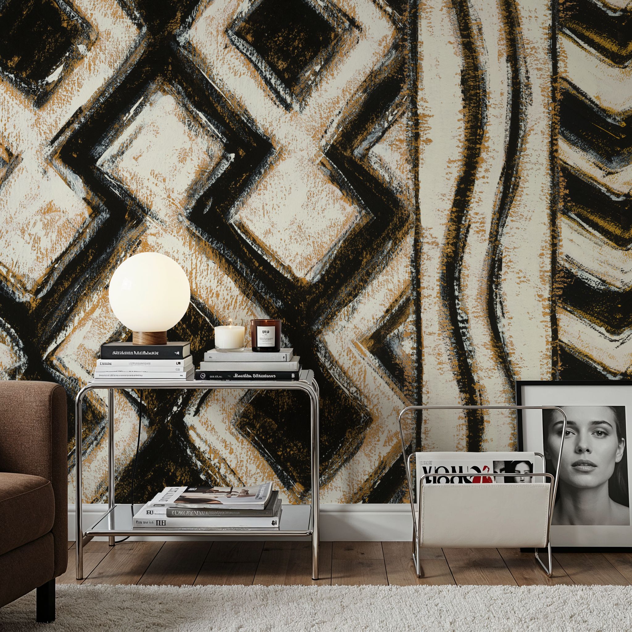 Black and Gold Geometric VII