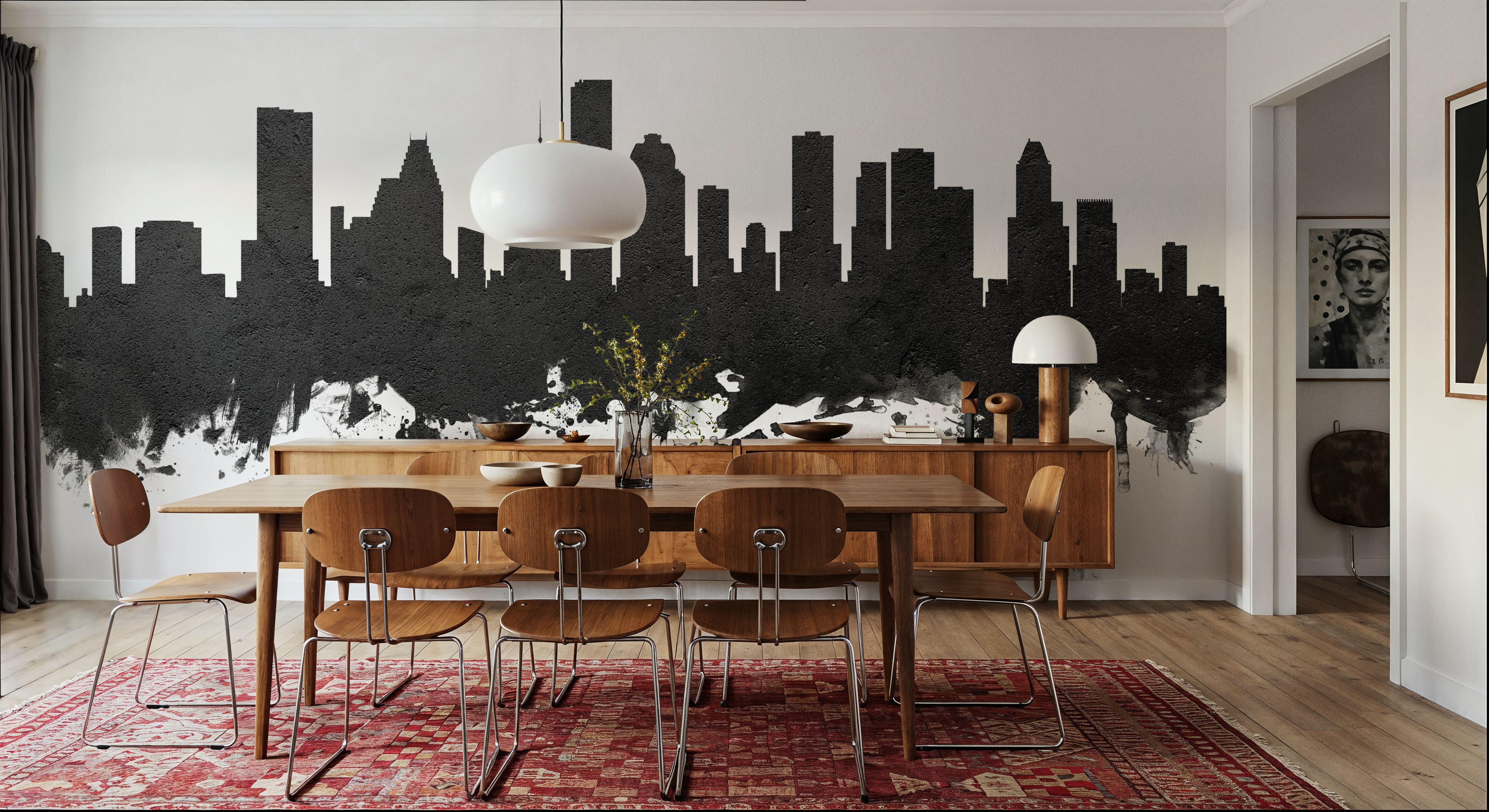 Houston Skyline Black & White, Wallpaper