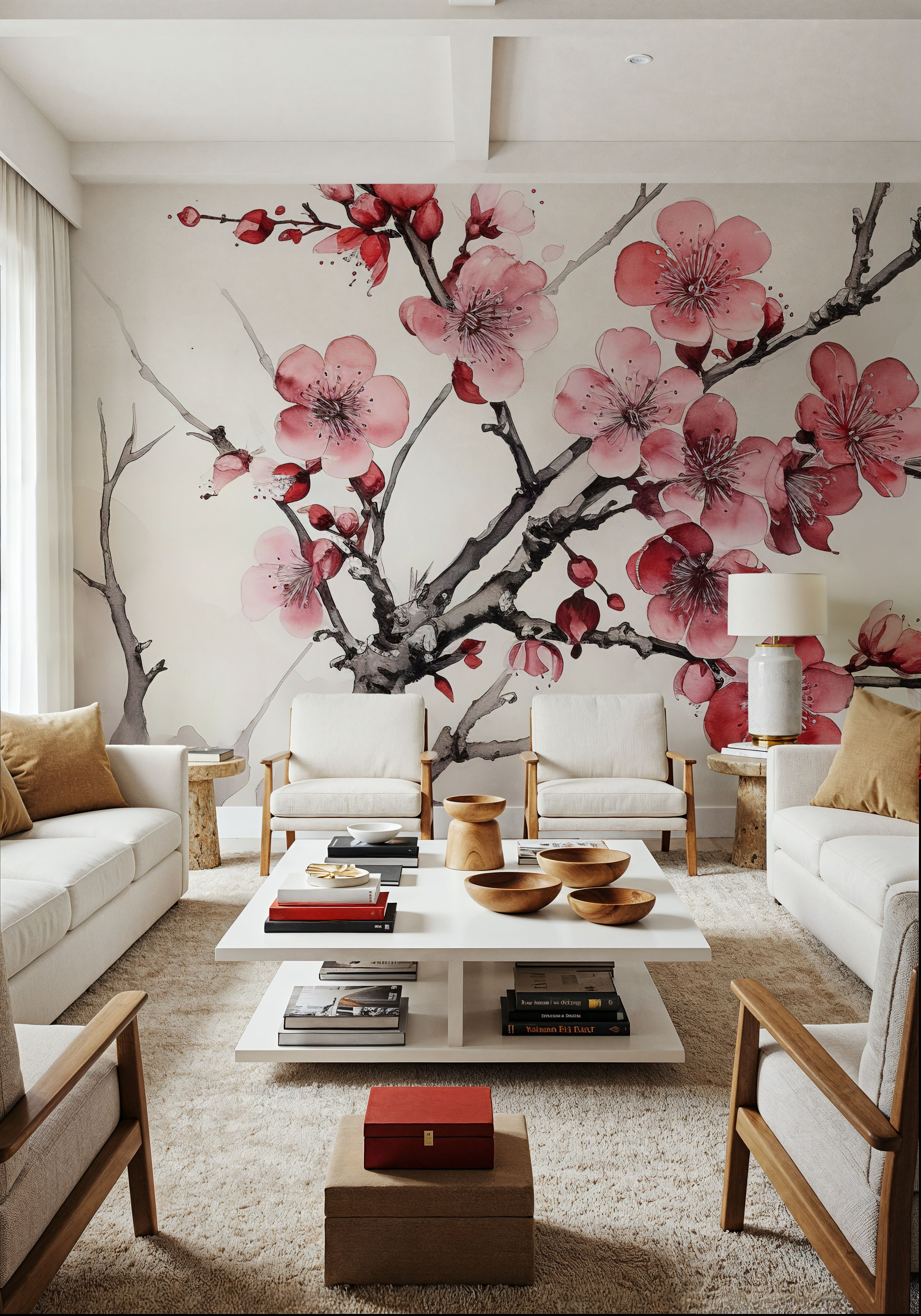 Ink Cherry Blossoms Branches