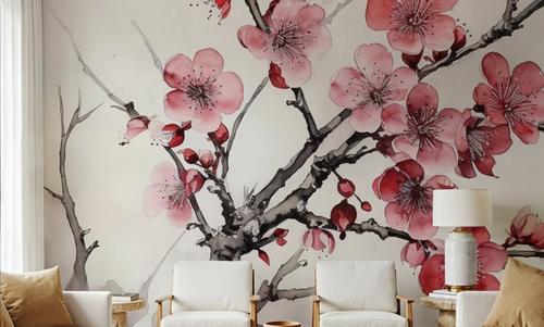 Ink Cherry Blossoms Branches