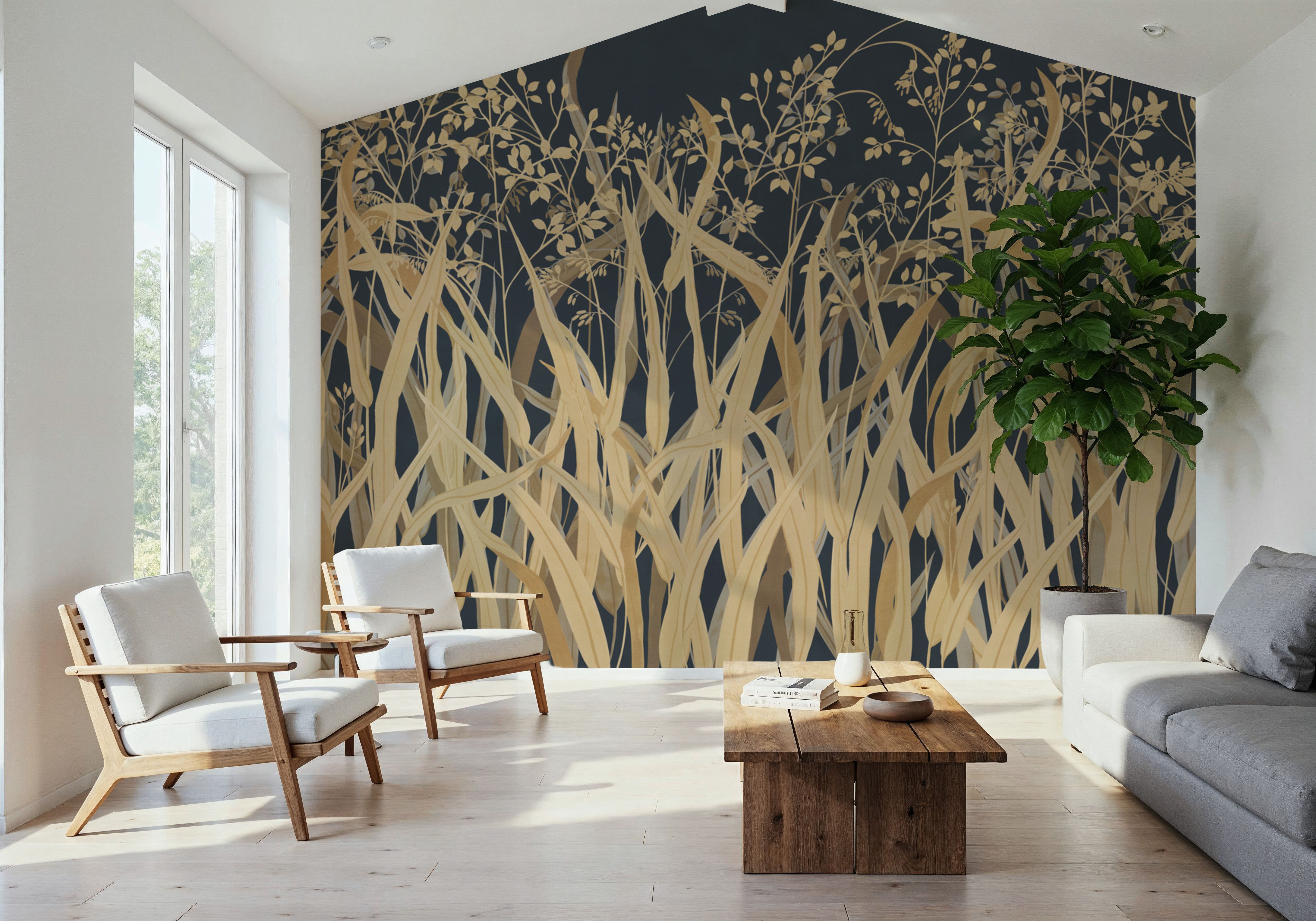 Sinuous Ceres, Slate Blue, Wallpaper