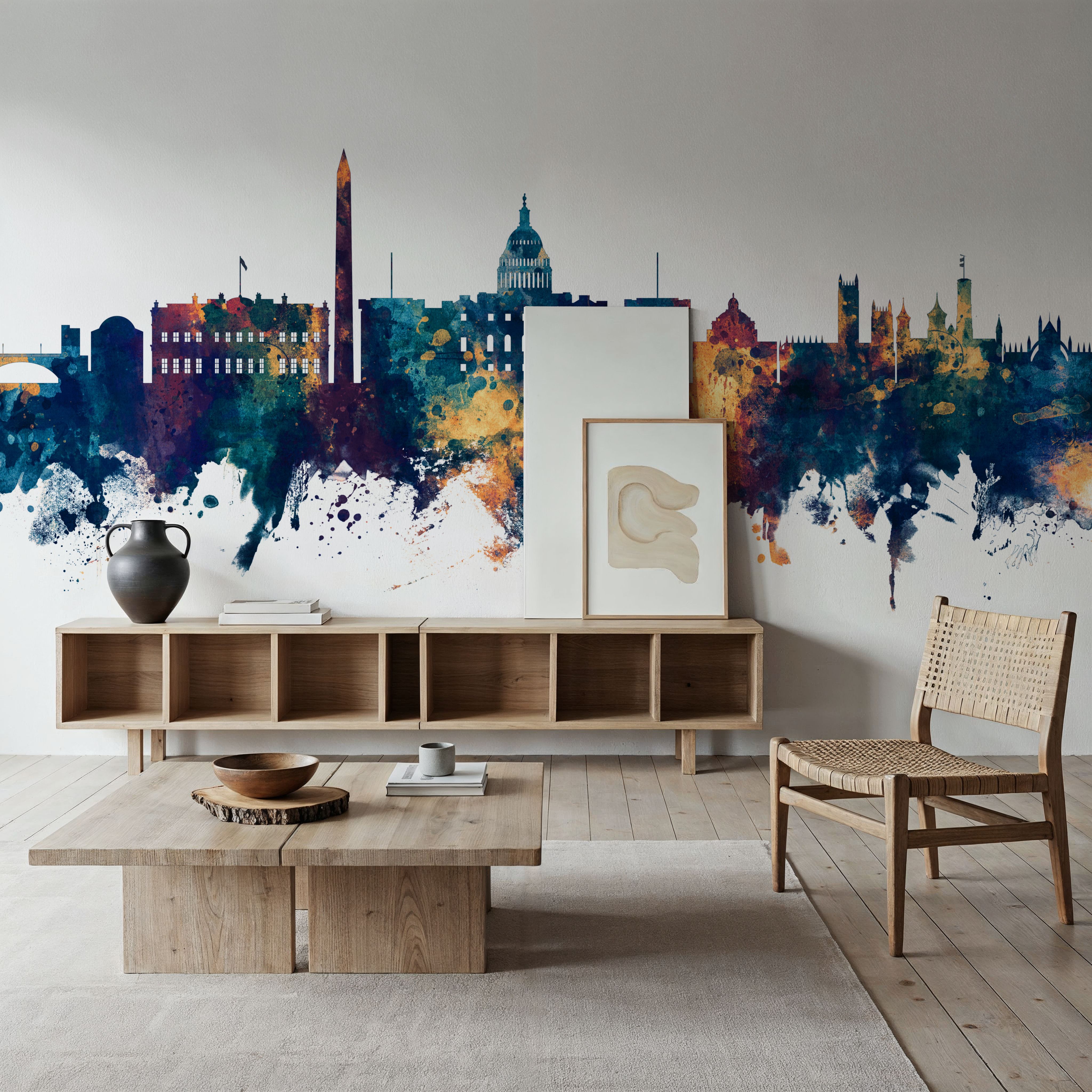 Washington DC Skyline Blue & Bronze