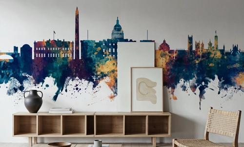 Washington DC Skyline Blue & Bronze
