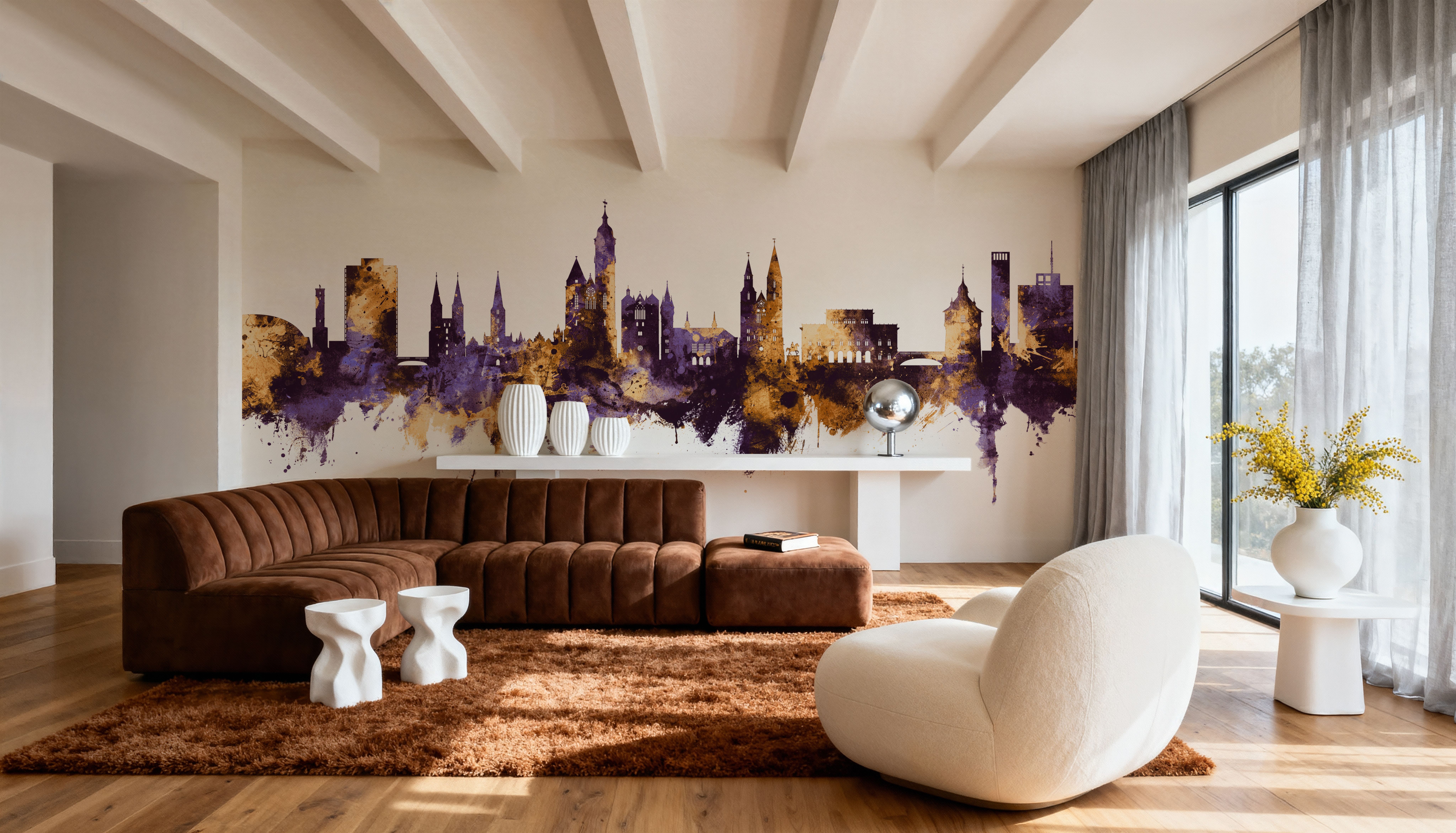 Braunschweig Germany Skyline Purple & Gold